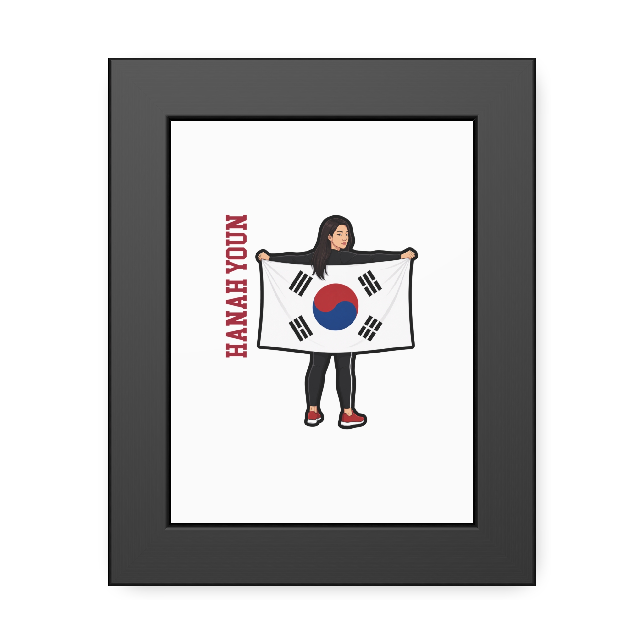 Framed Poster — character_name_vertical in Black