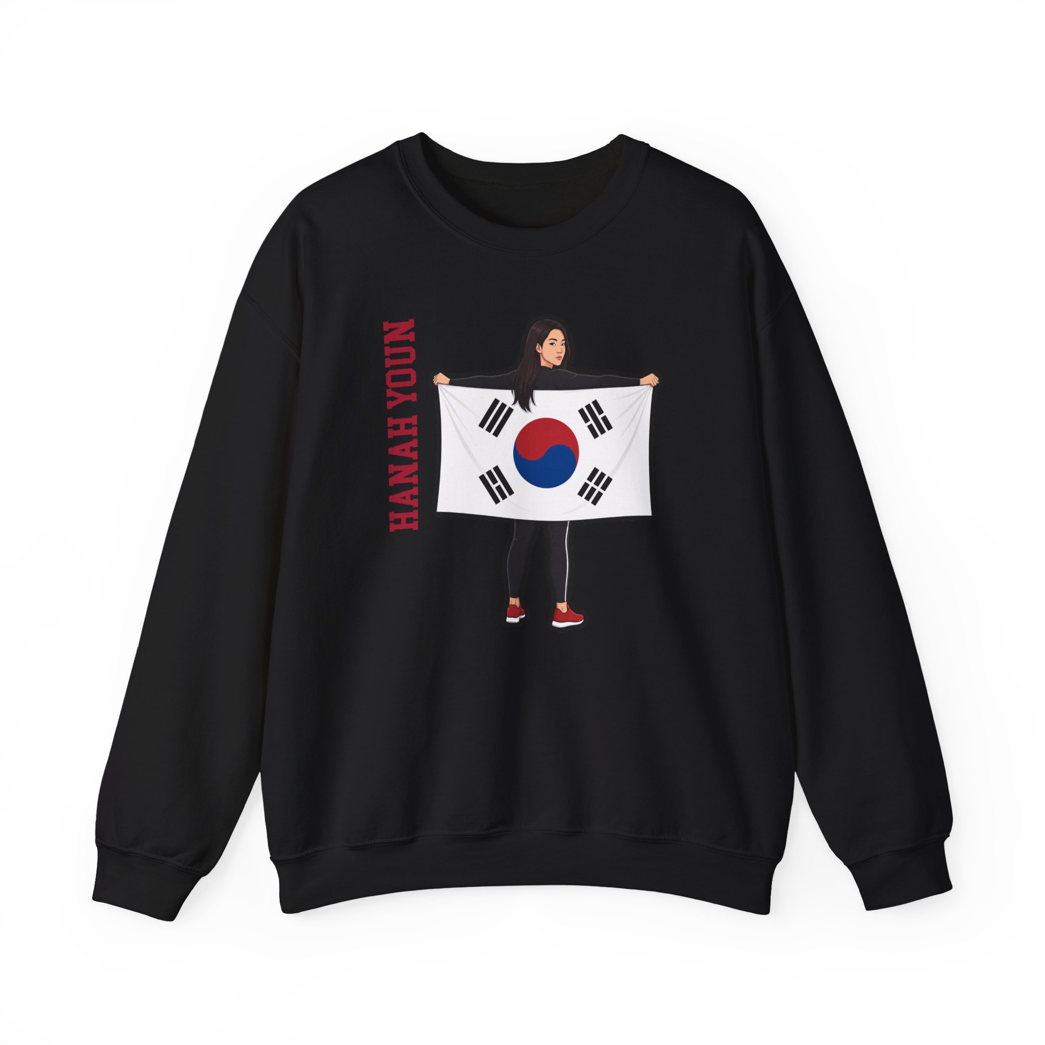 Crewneck Sweatshirt — character_name_vertical in Black
