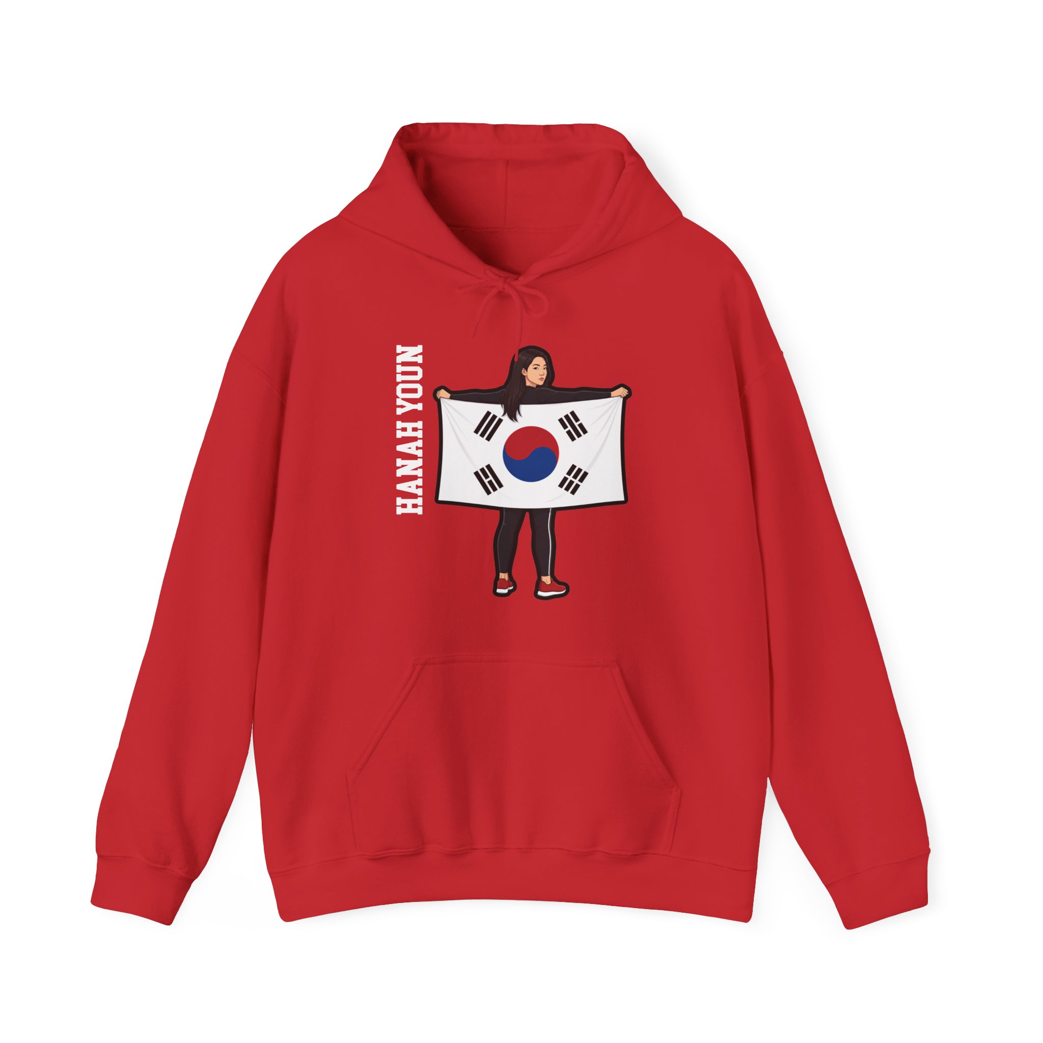 Hoodie — character_name_vertical in Red