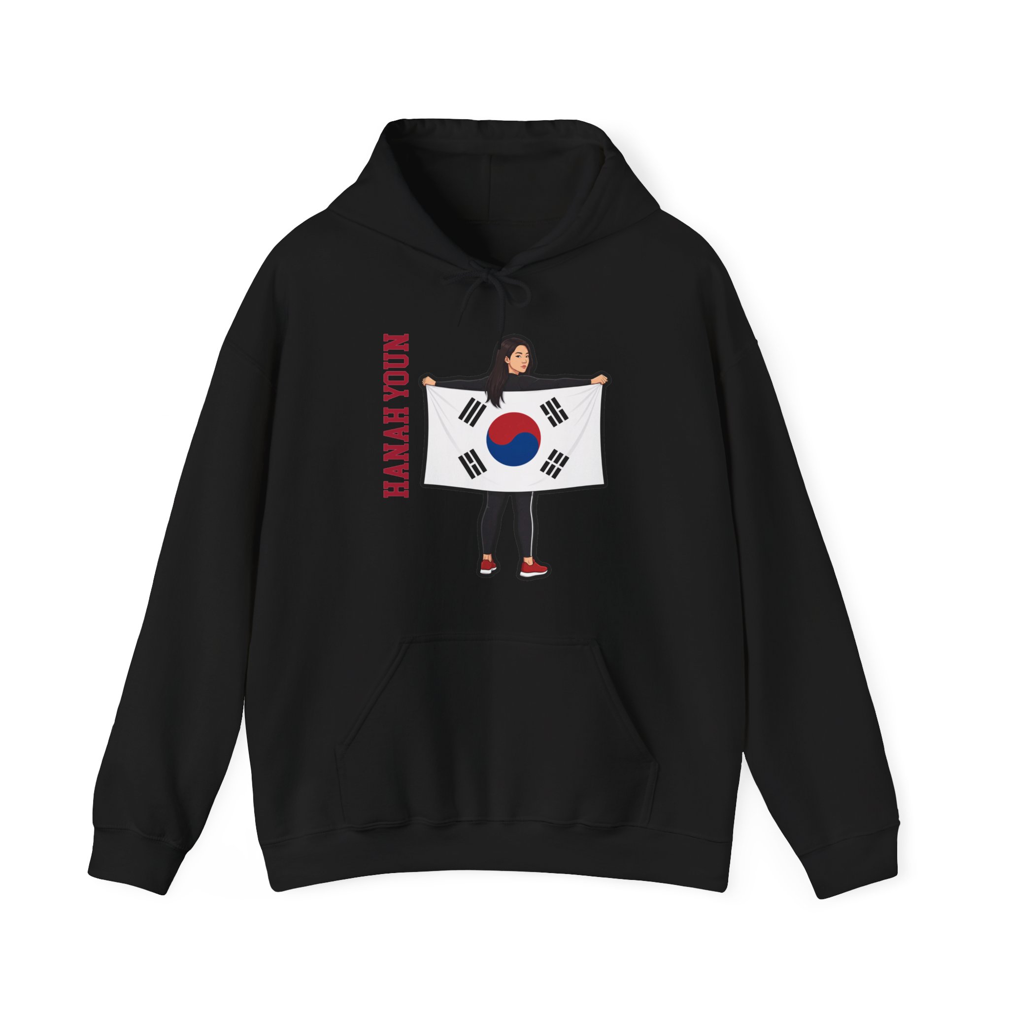 Hoodie — character_name_vertical in Black
