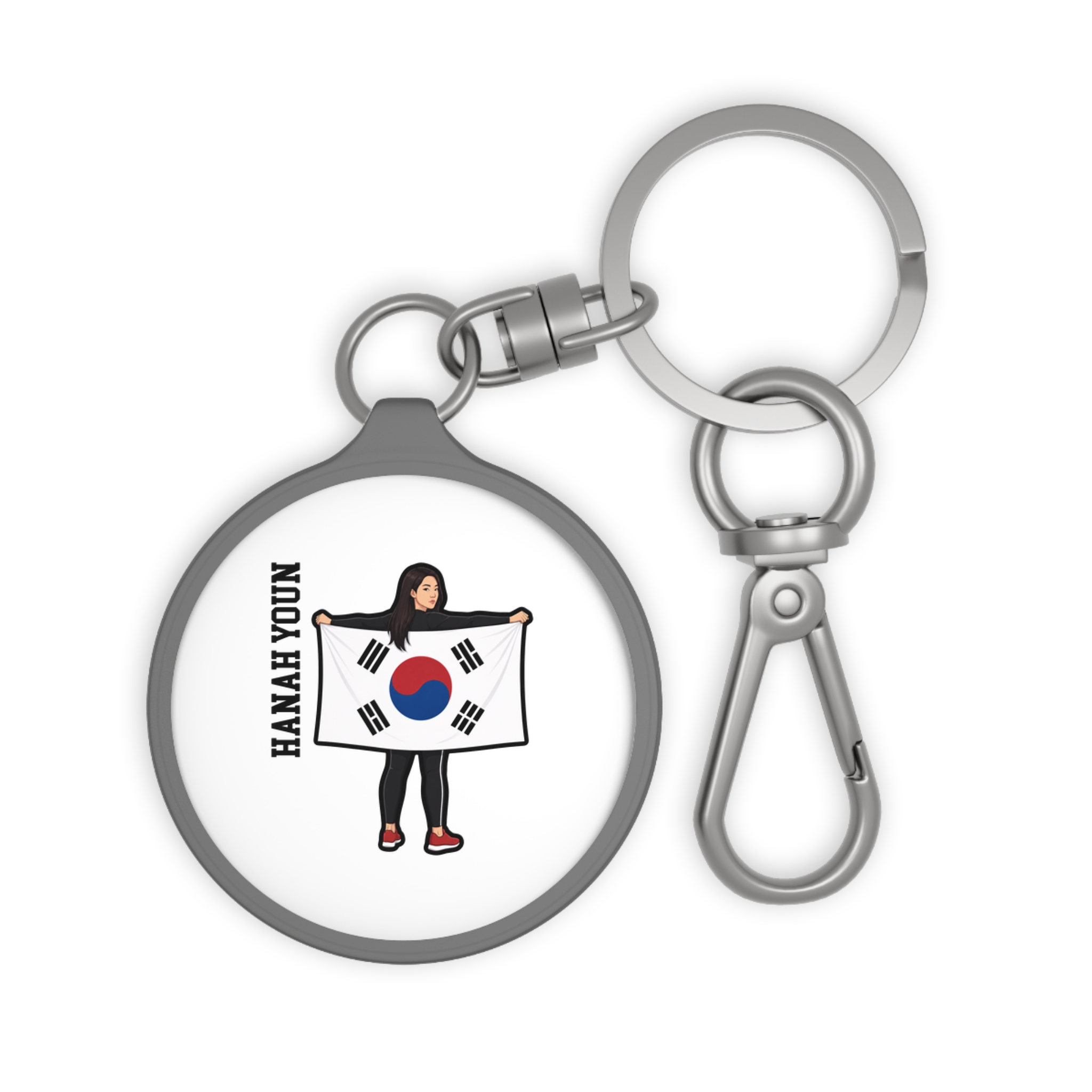 Keychain — character_name_vertical in Grey