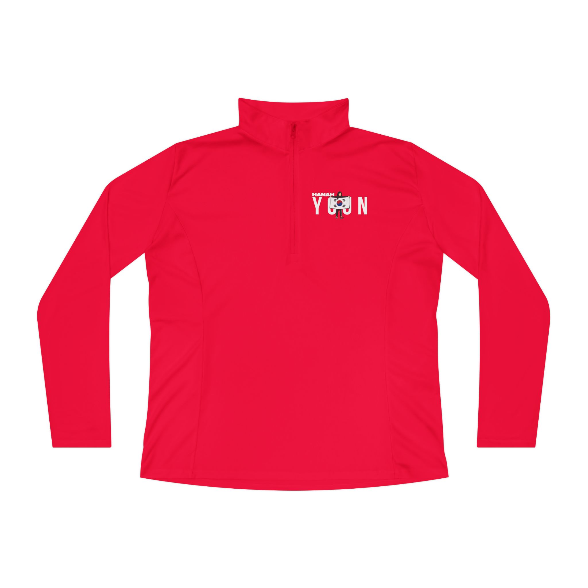 Women's Q-Zip Pullover — character_player_name in Red