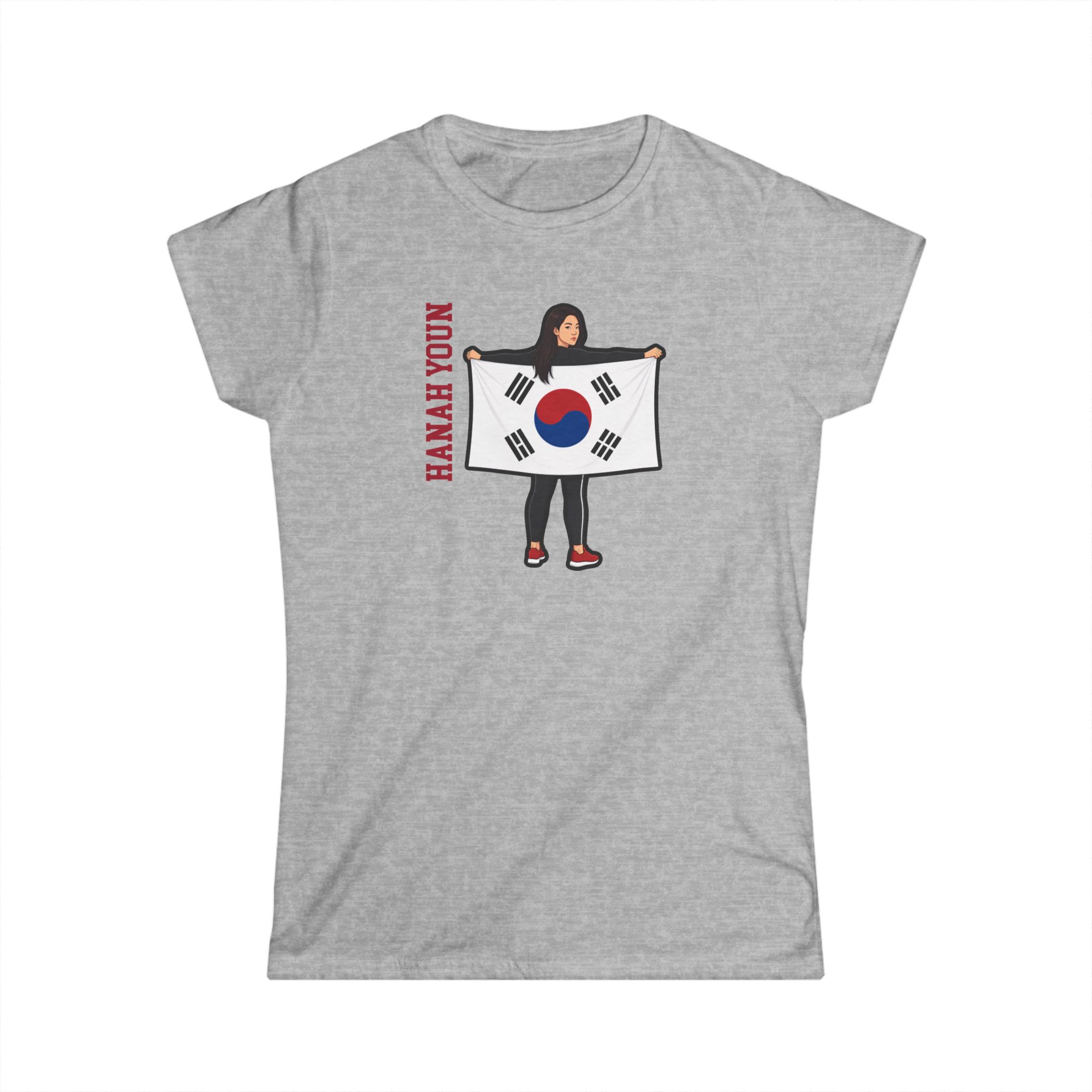 Women's Softstyle Tee — character_name_vertical in Grey