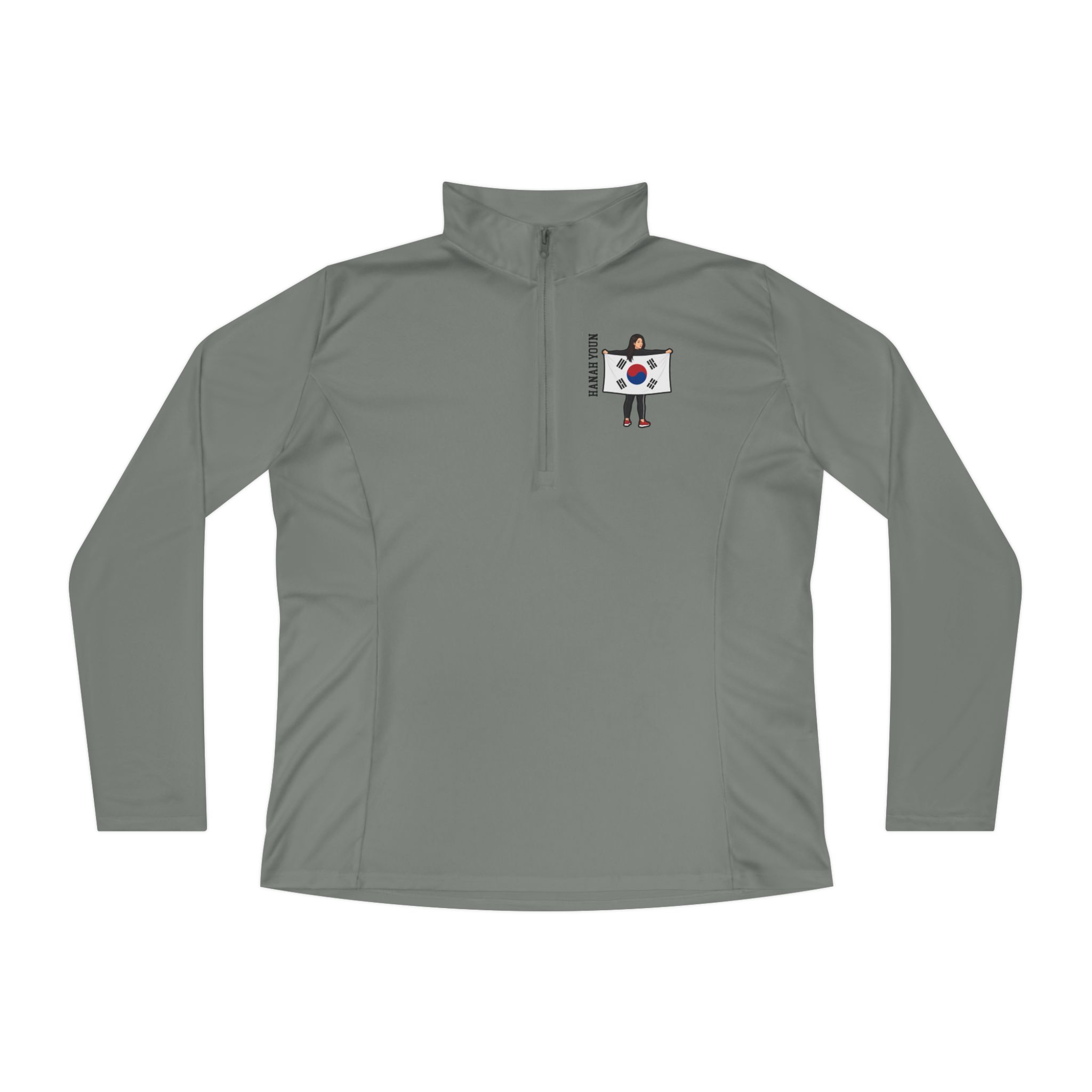 Women's Q-Zip Pullover — character_name_vertical in Grey