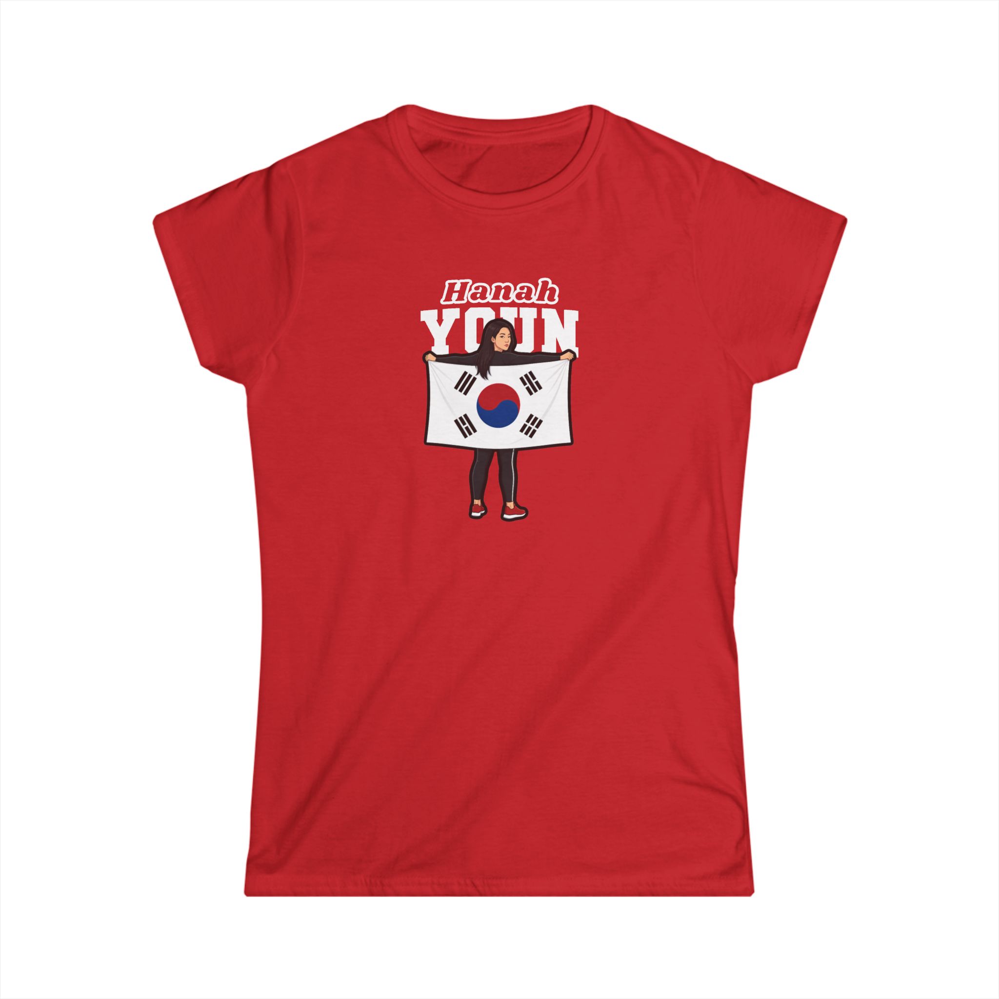 Women's Softstyle Tee — character_name_arch in Red