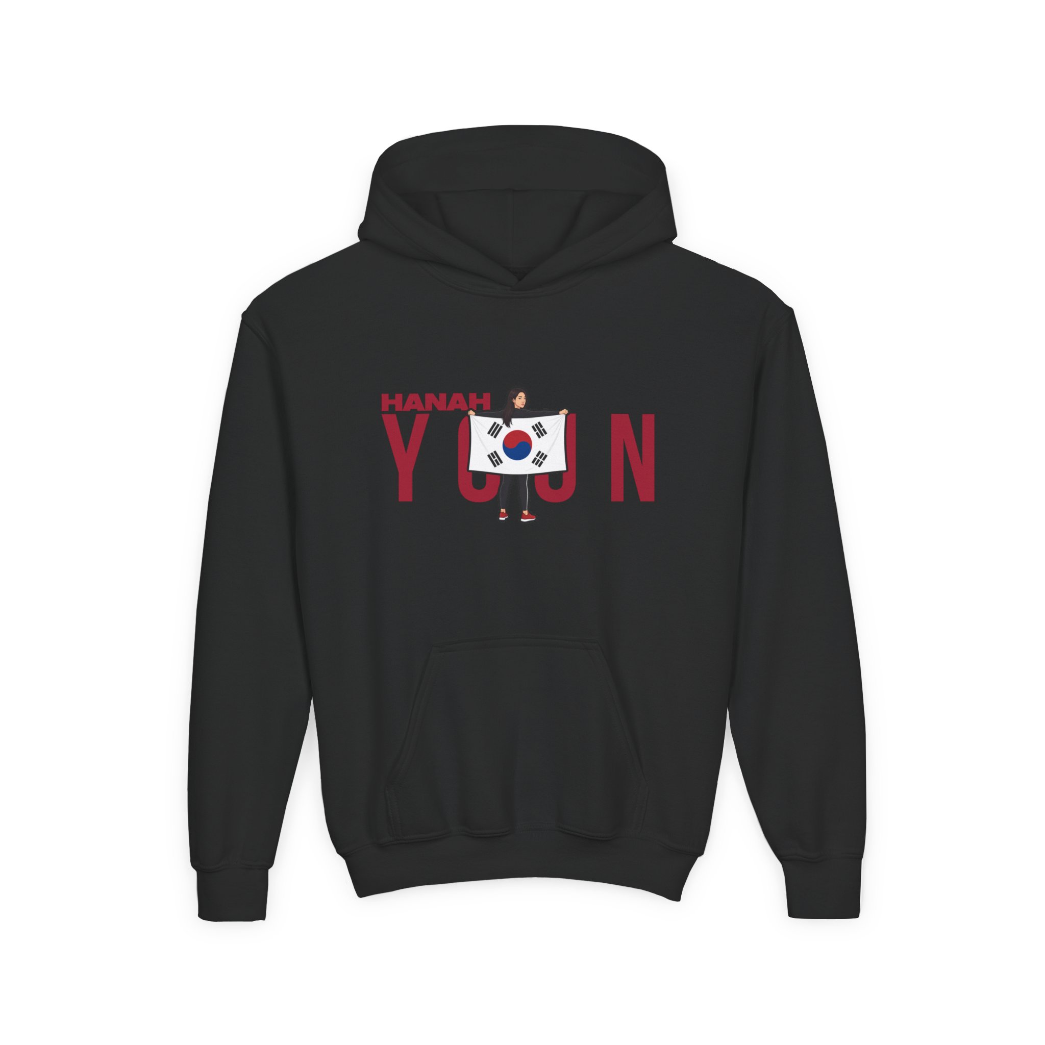 Youth Hoodie — character_player_name in Black