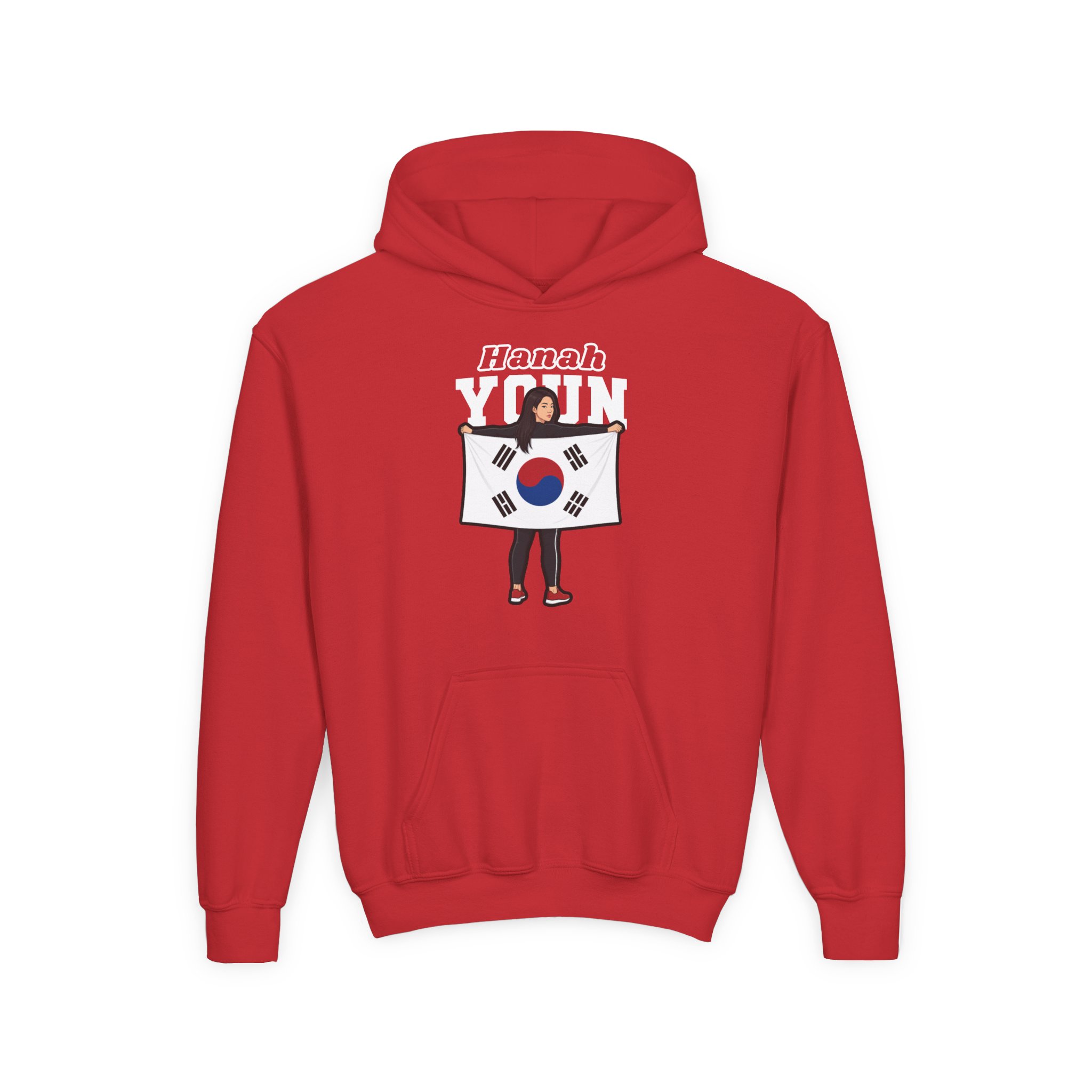 Youth Hoodie — character_name_arch in Red