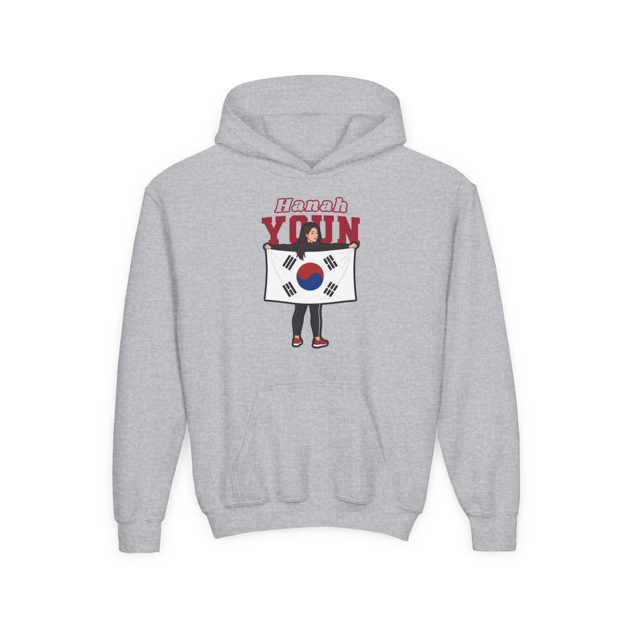 Youth Hoodie — character_name_arch in Grey