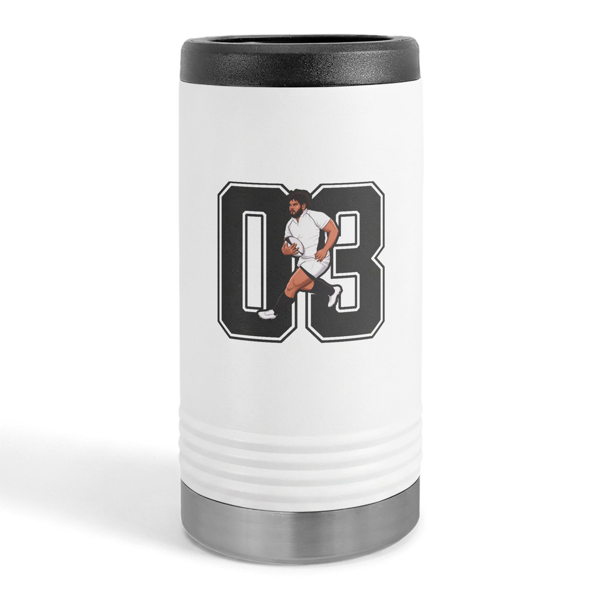 Slim Stainless Can Cooler — character_number in White