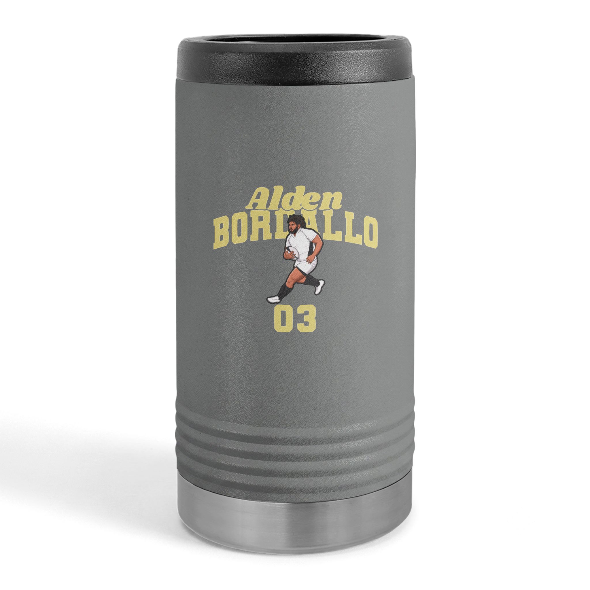 Slim Stainless Can Cooler — character_signature_arch in Grey