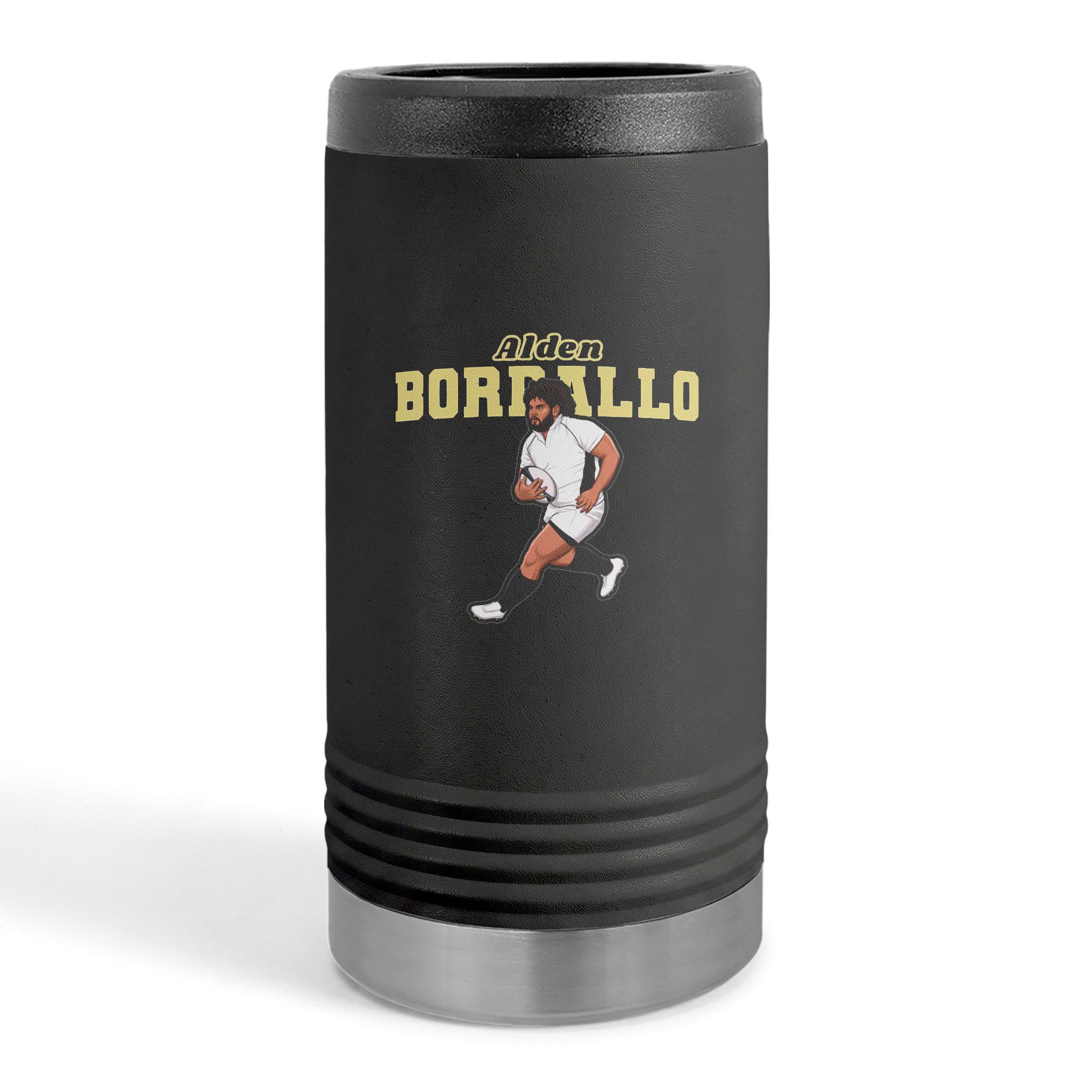 Slim Stainless Can Cooler — character_name_arch in Black