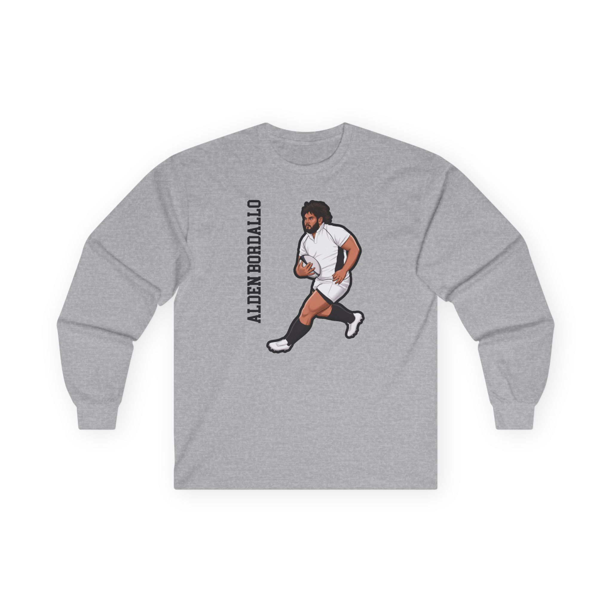 Long Sleeve Tee — character_name_vertical in Grey