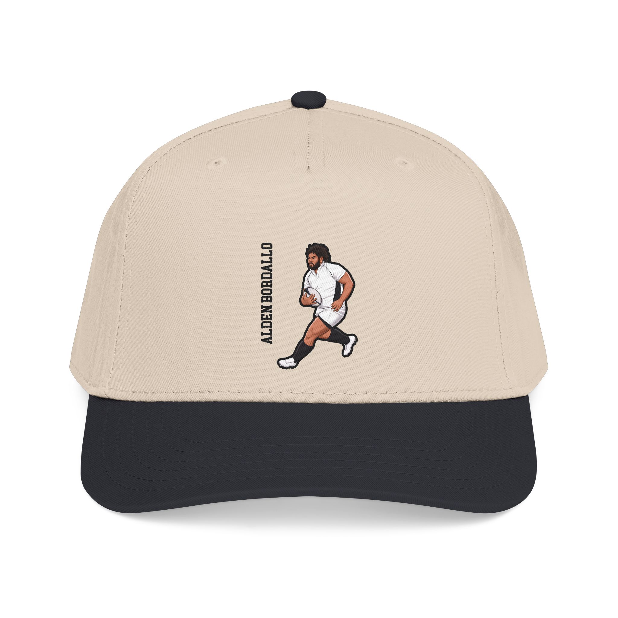 Baseball Cap — character_name_vertical in Black / Natural