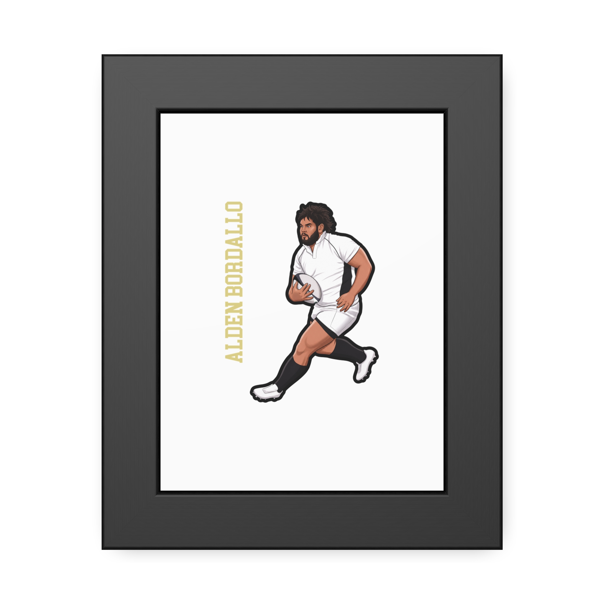 Framed Poster — character_name_vertical in Black