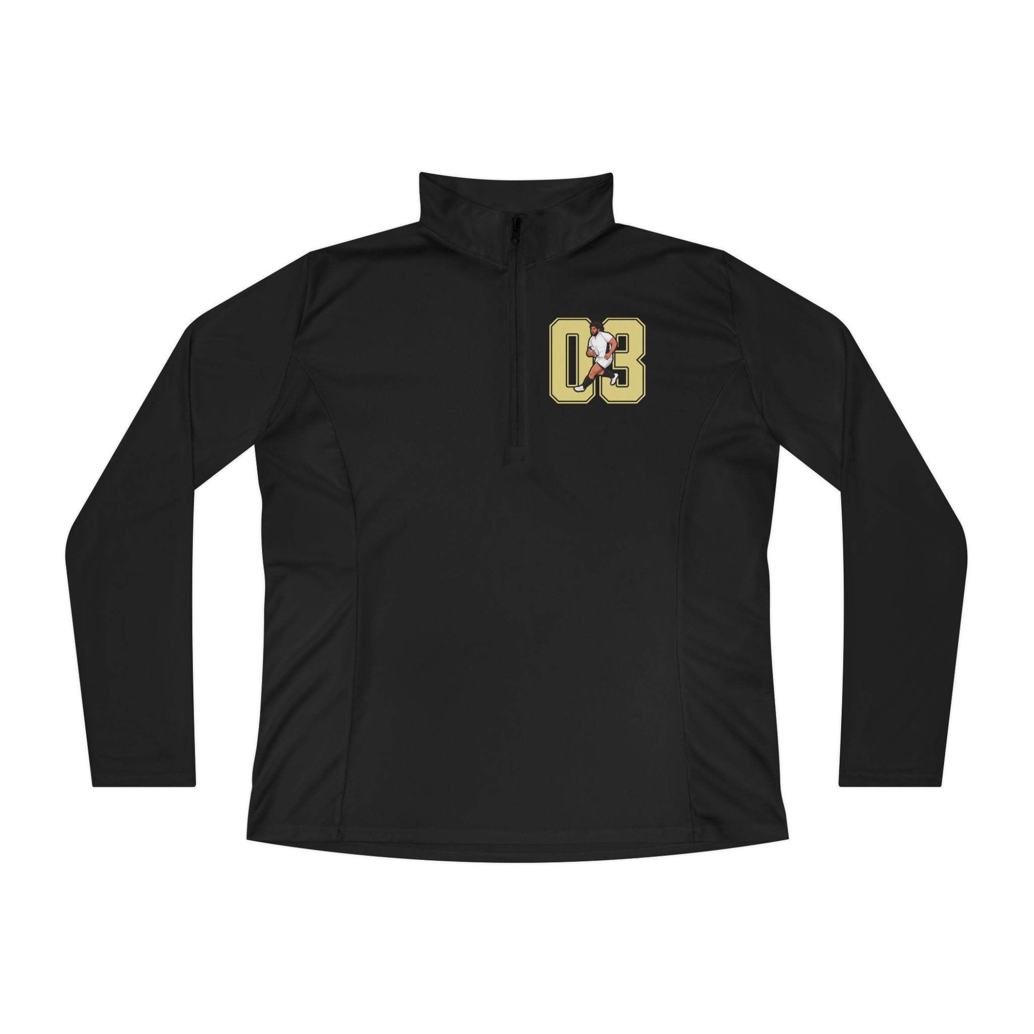 Women's Q-Zip Pullover — character_number in Black
