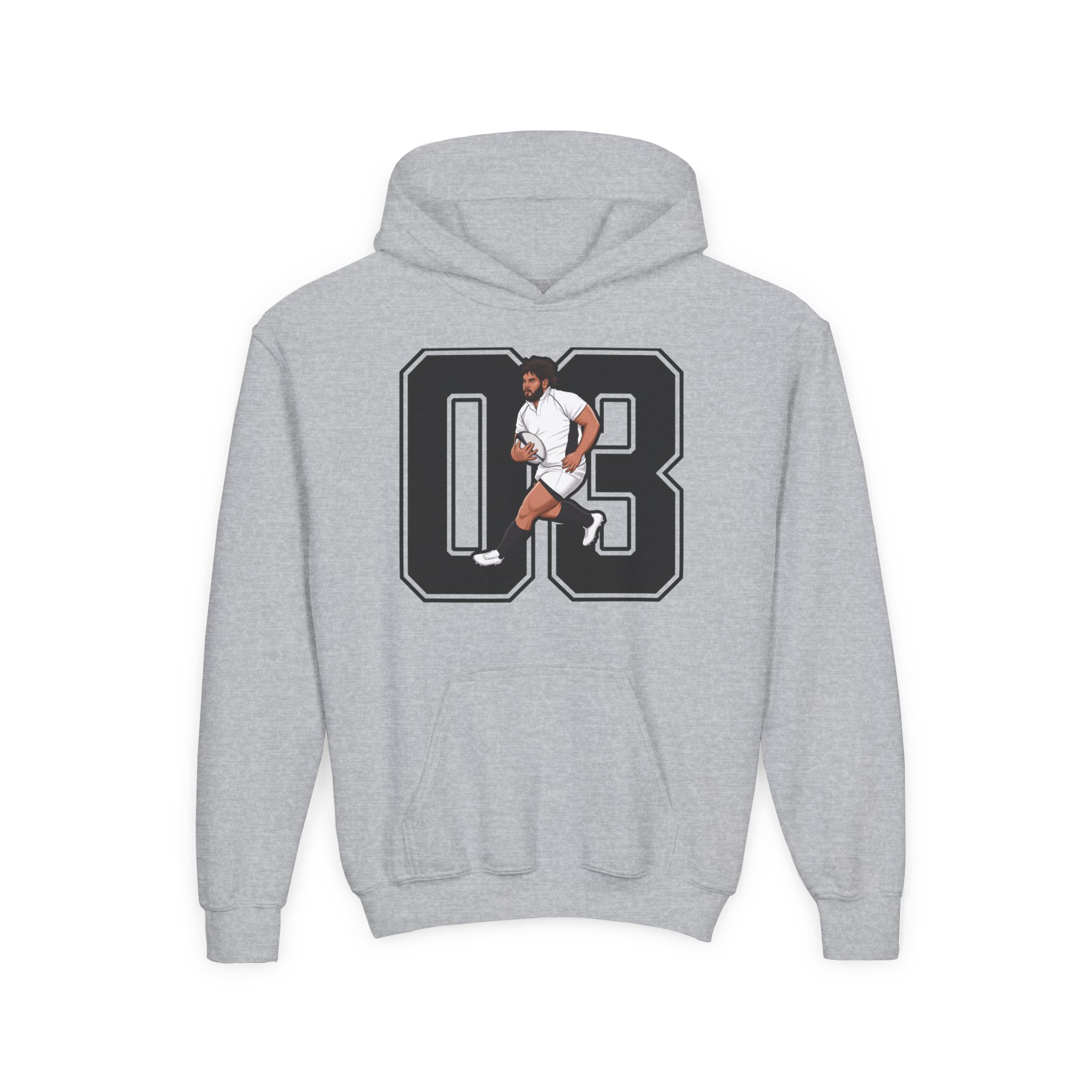 Youth Hoodie — character_number in Grey