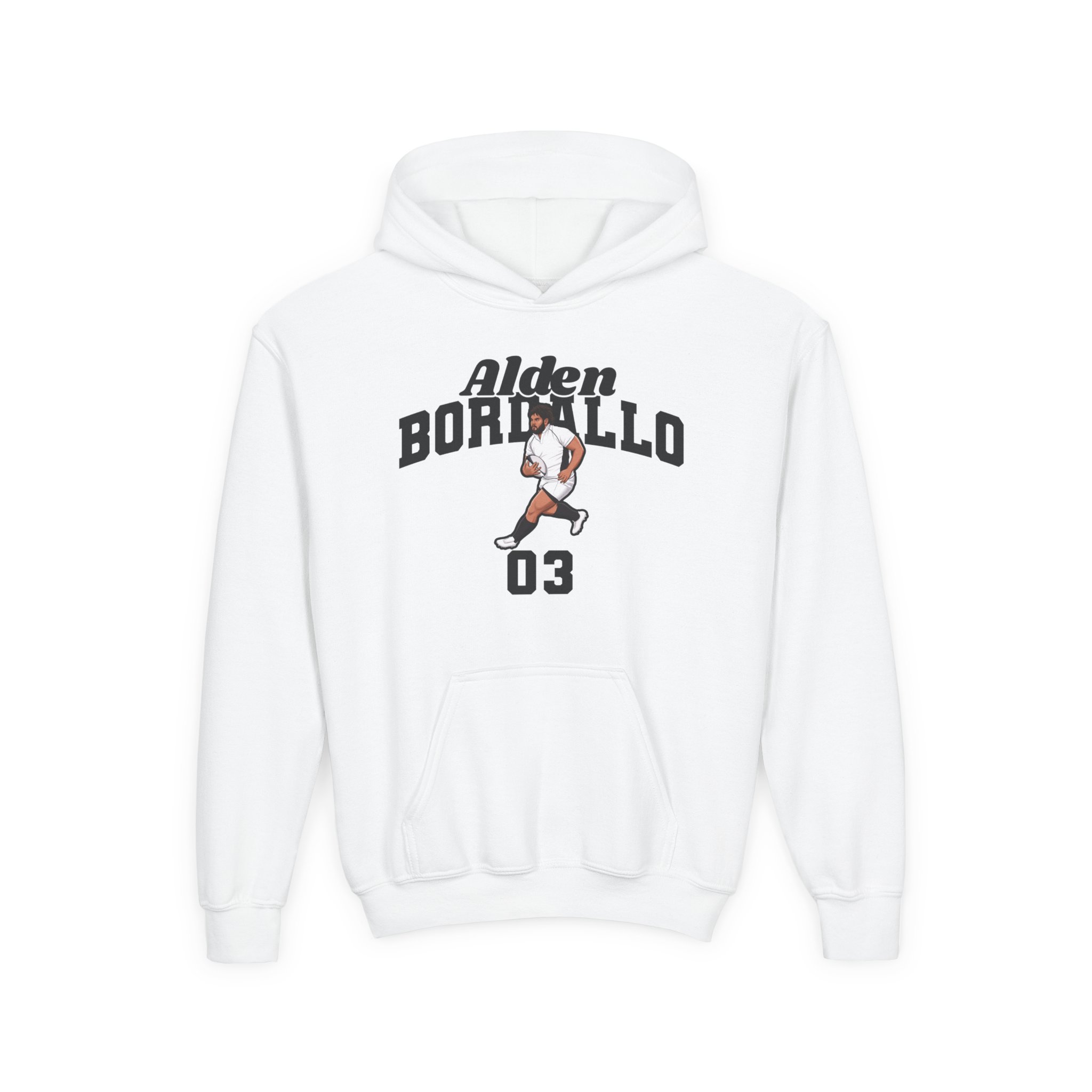 Youth Hoodie — character_signature_arch in White