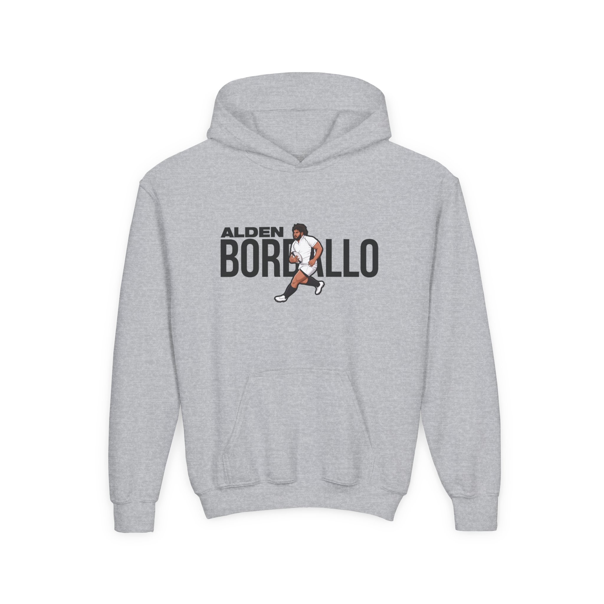 Youth Hoodie — character_player_name in Grey