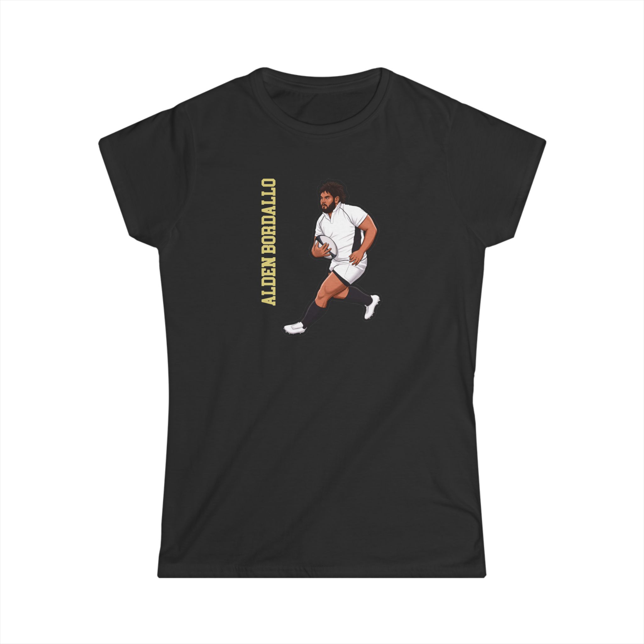 Women's Softstyle Tee — character_name_vertical in Black