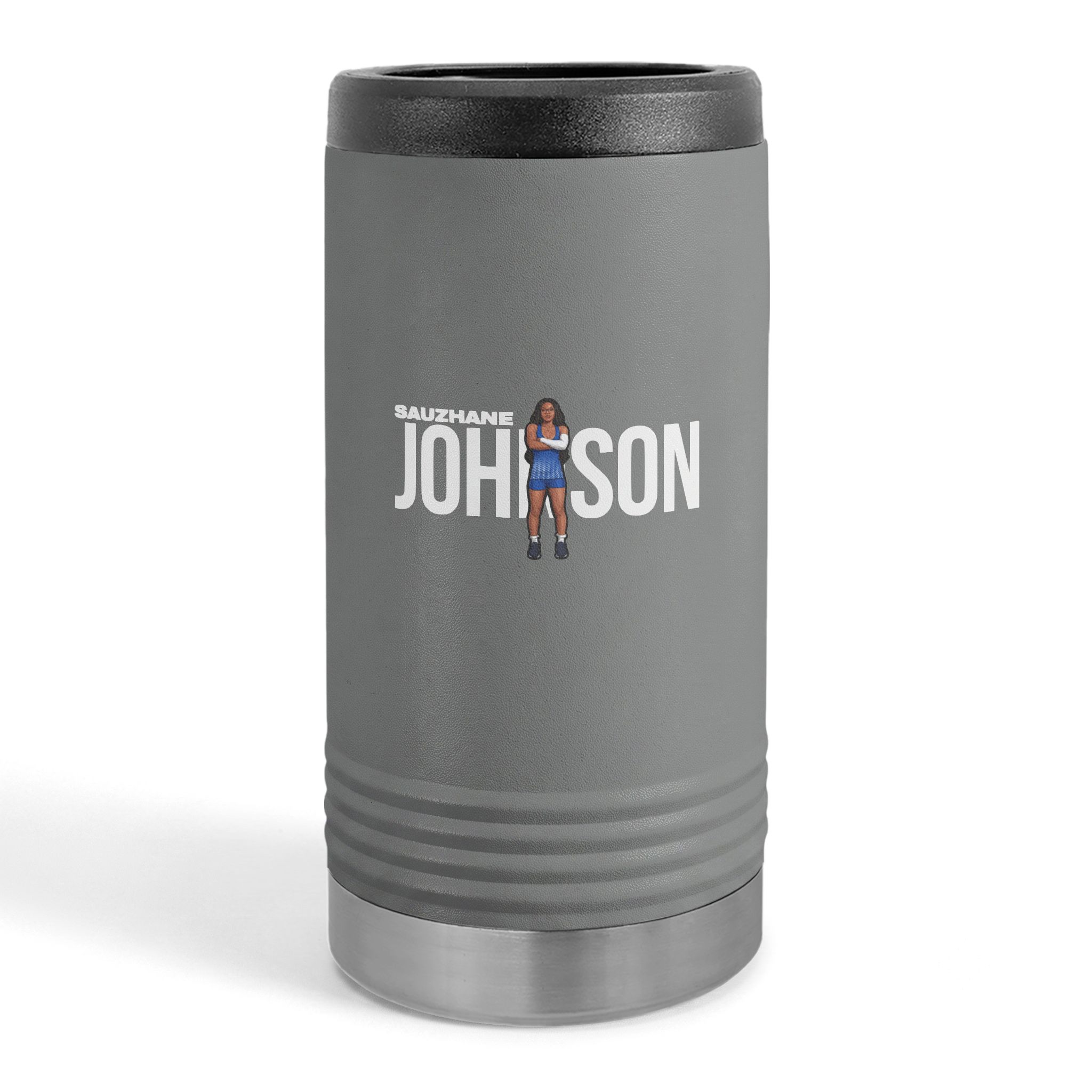Slim Stainless Can Cooler — character_player_name in Grey
