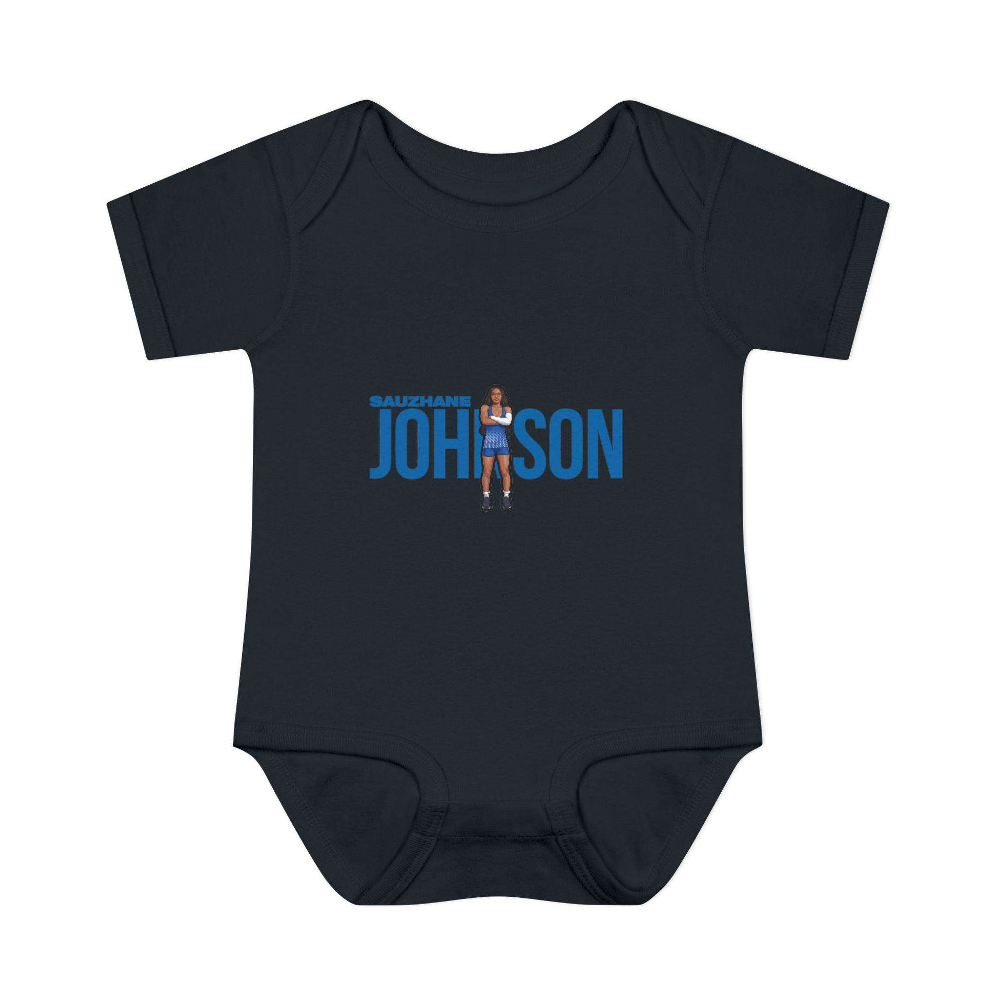 Baby Onesie — character_player_name in Black