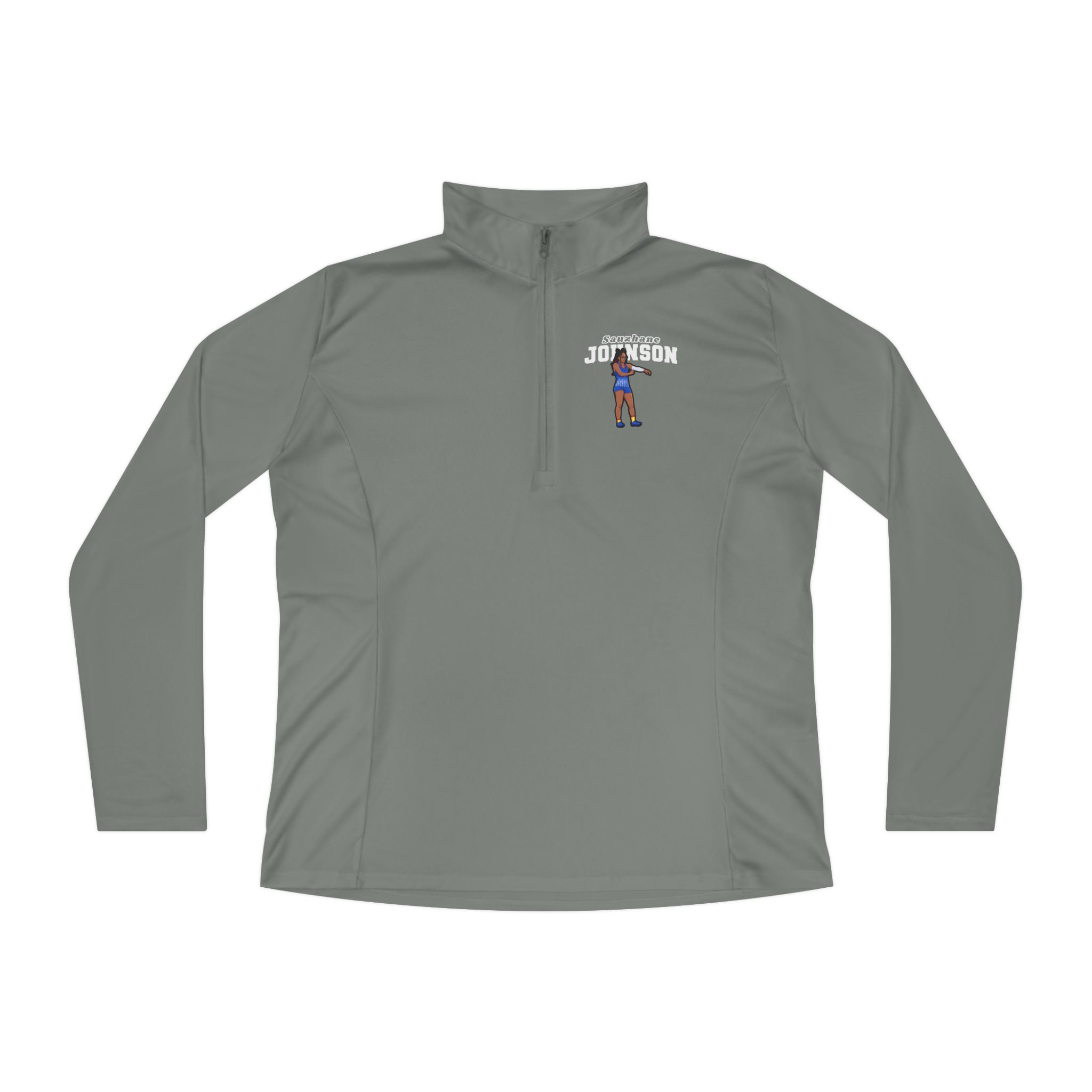Women's Q-Zip Pullover — character_name_arch in Grey