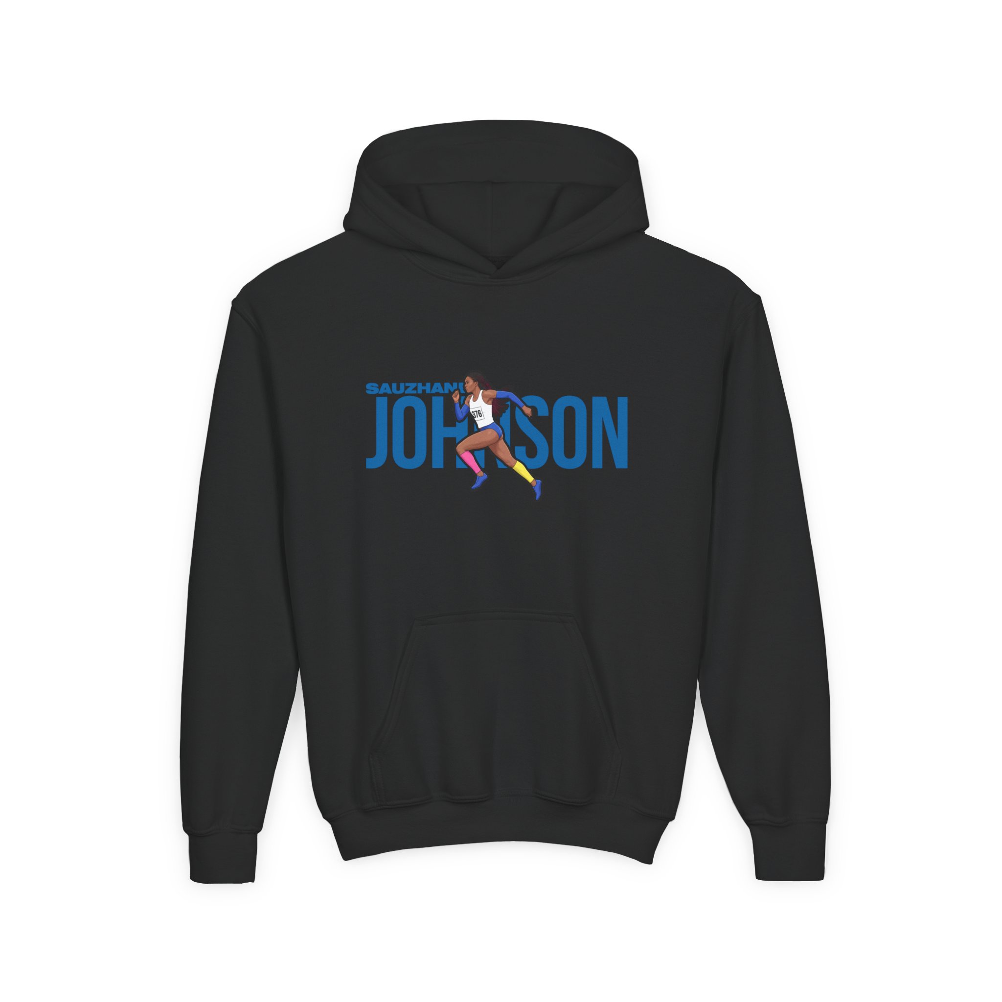 Youth Hoodie — character_player_name in Black