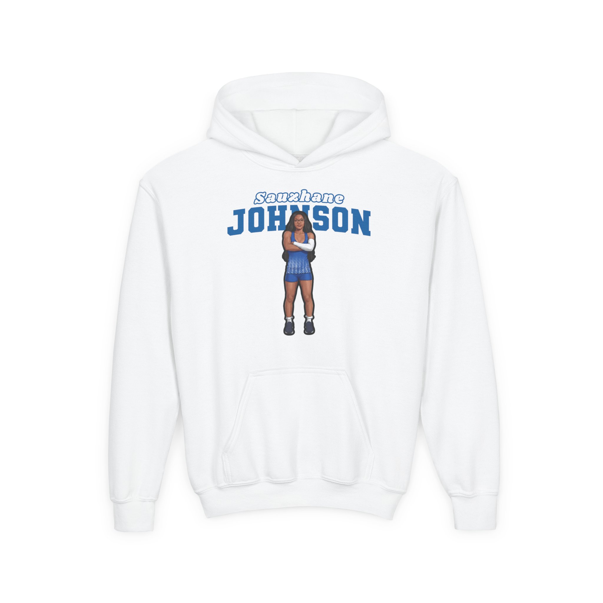 Youth Hoodie — character_name_arch in White