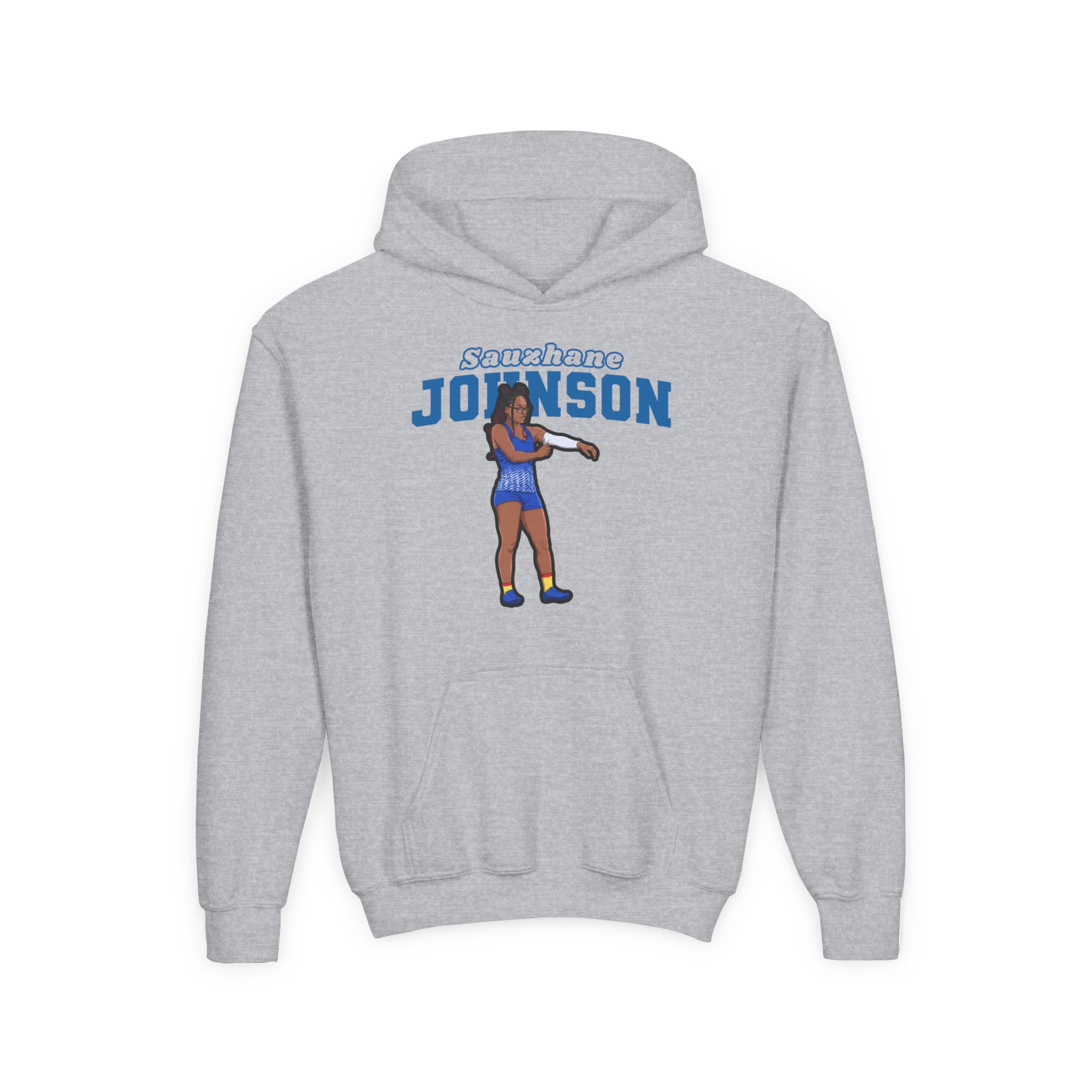 Youth Hoodie — character_name_arch in Grey