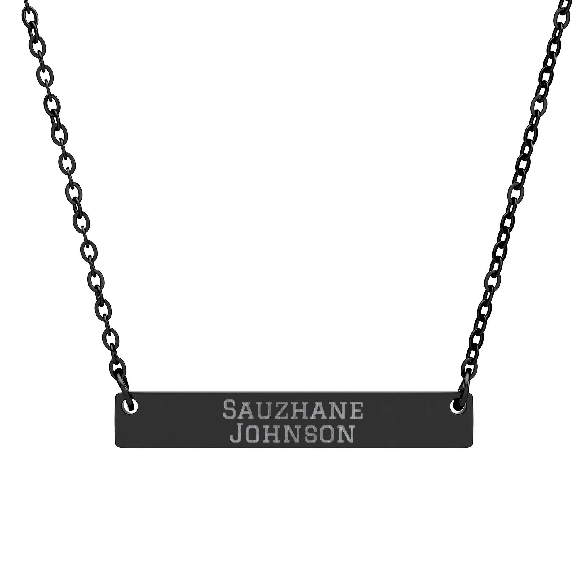 Engraved Bar Necklace — Classic in Black