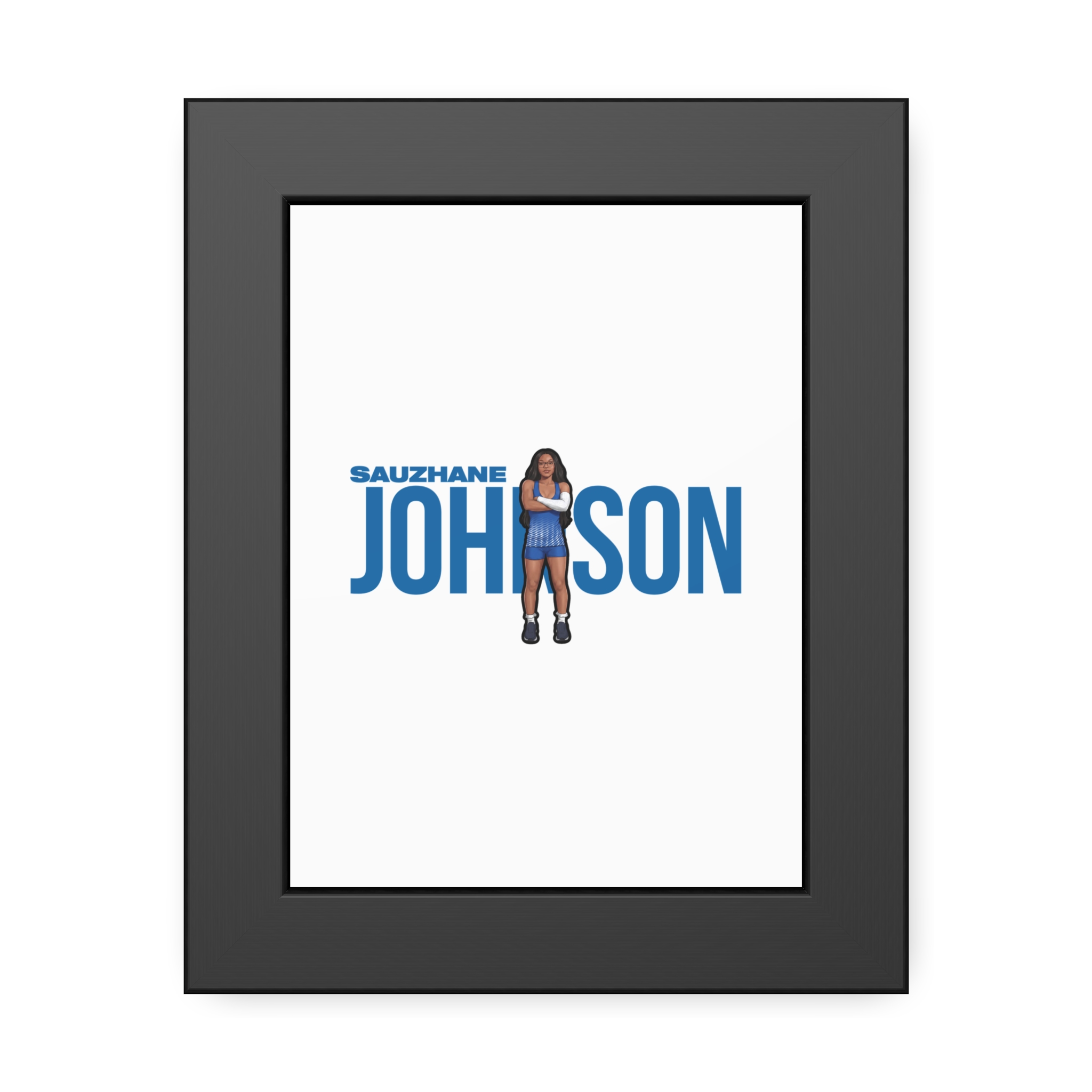 Framed Poster — character_player_name in Black