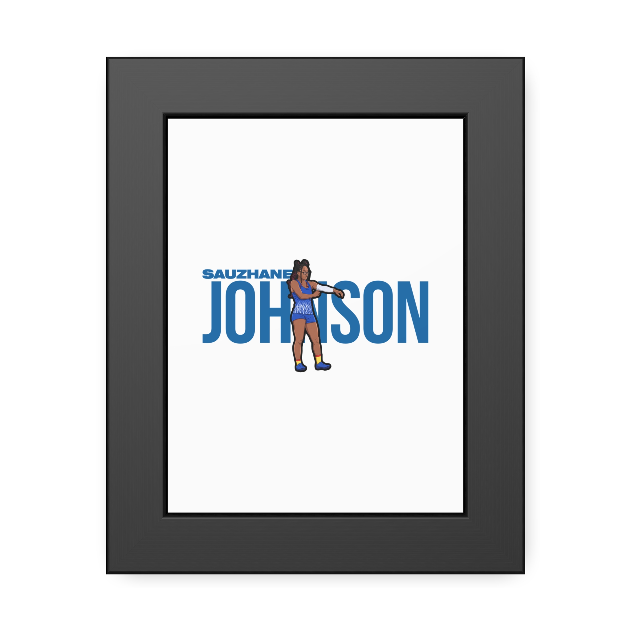 Framed Poster — character_player_name in Black