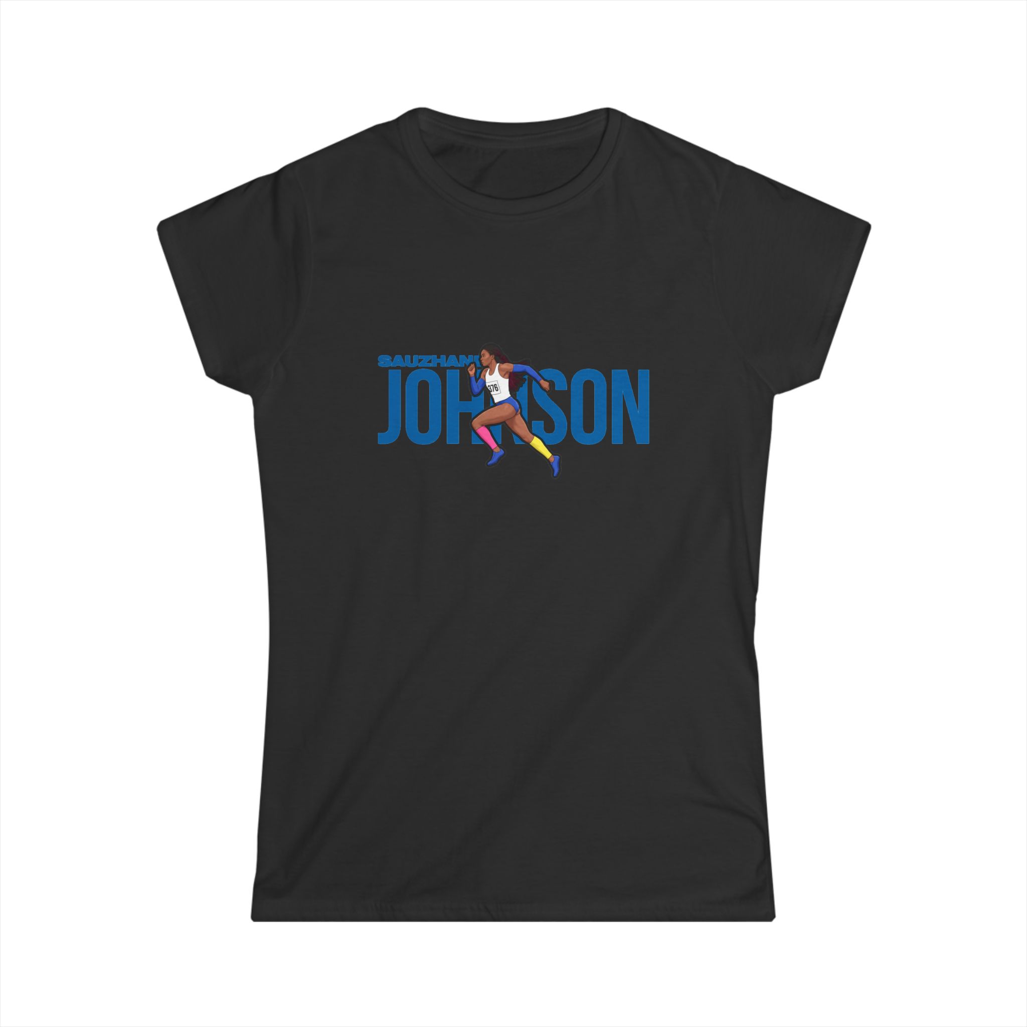 Women's Softstyle Tee — character_player_name in Black