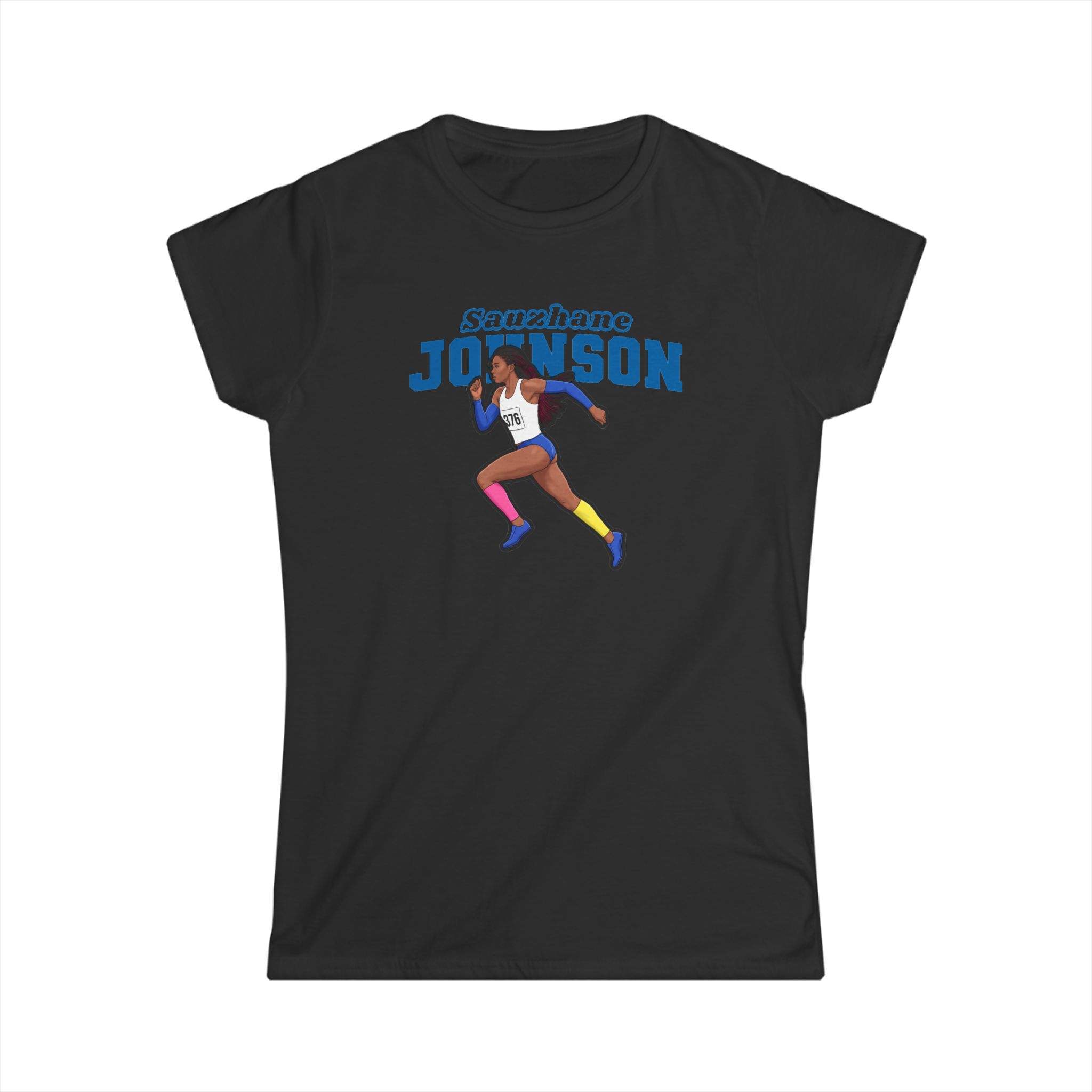 Women's Softstyle Tee — character_name_arch in Black