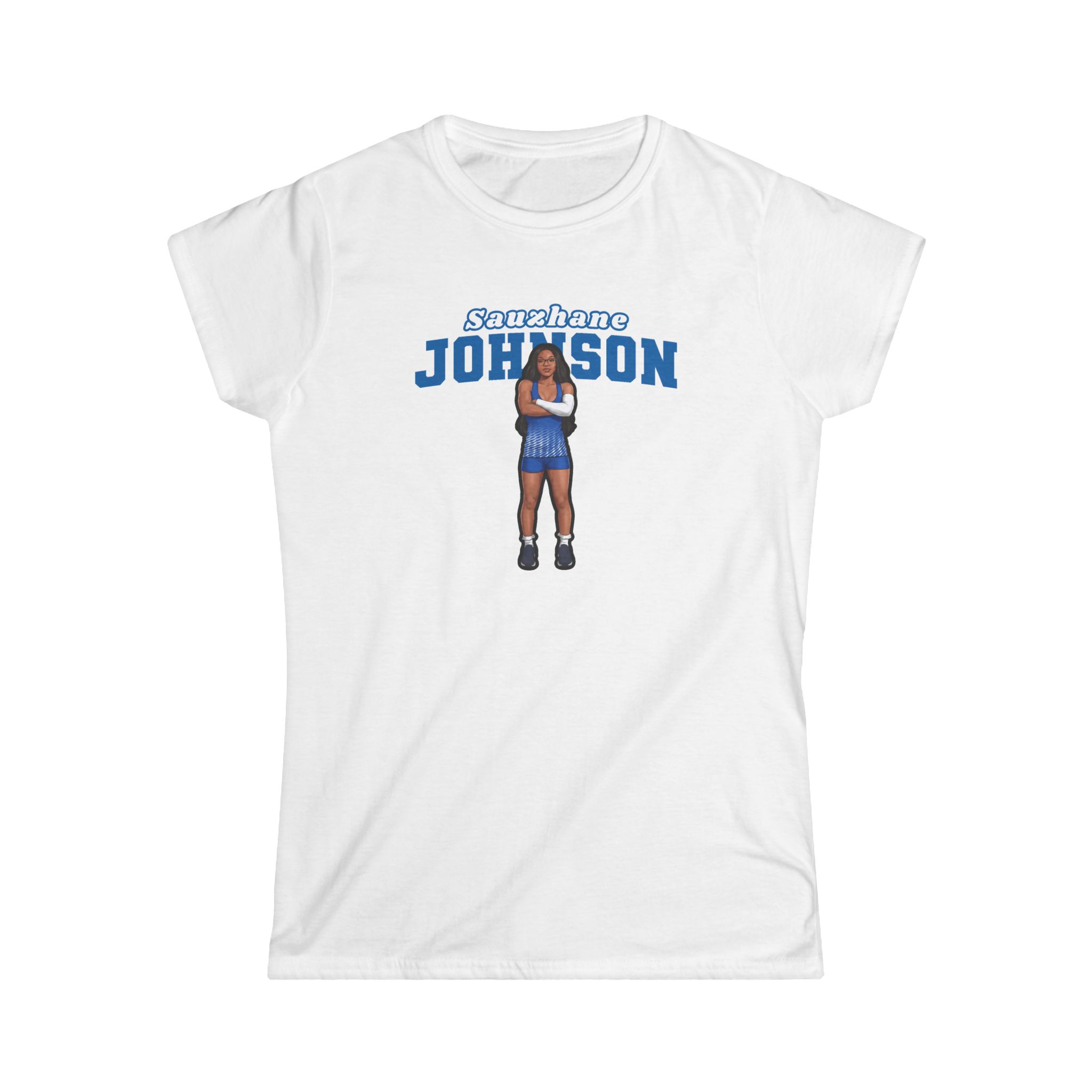 Women's Softstyle Tee — character_name_arch in White