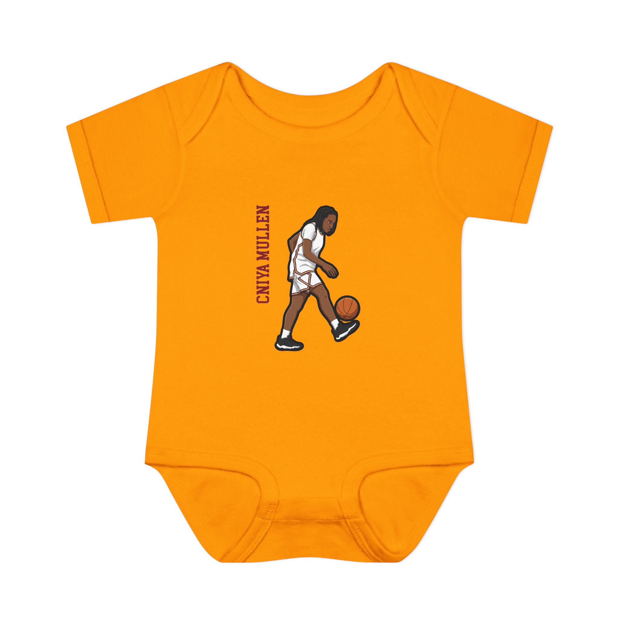 Baby Onesie — character_name_vertical in Gold