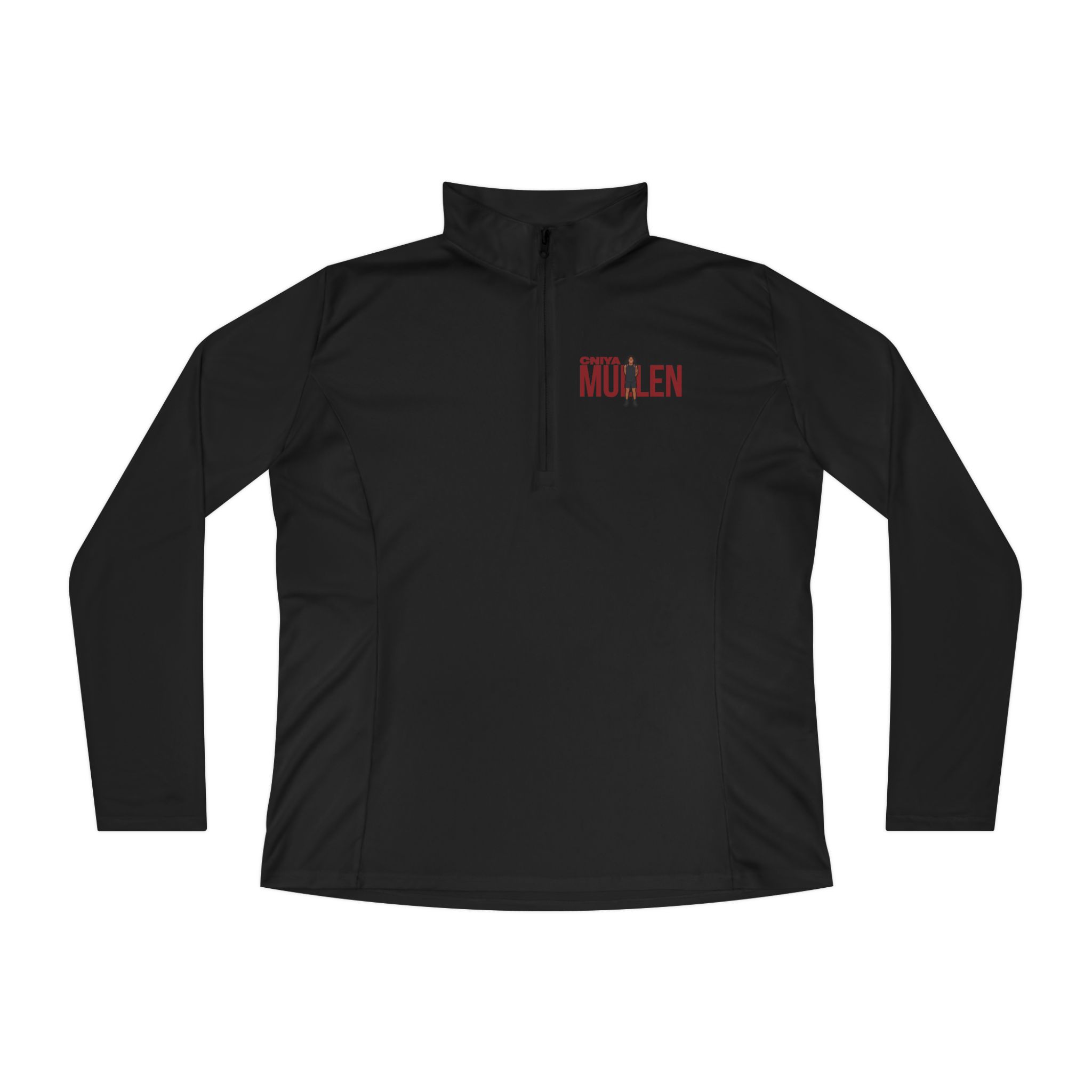 Women's Q-Zip Pullover — character_player_name in Black