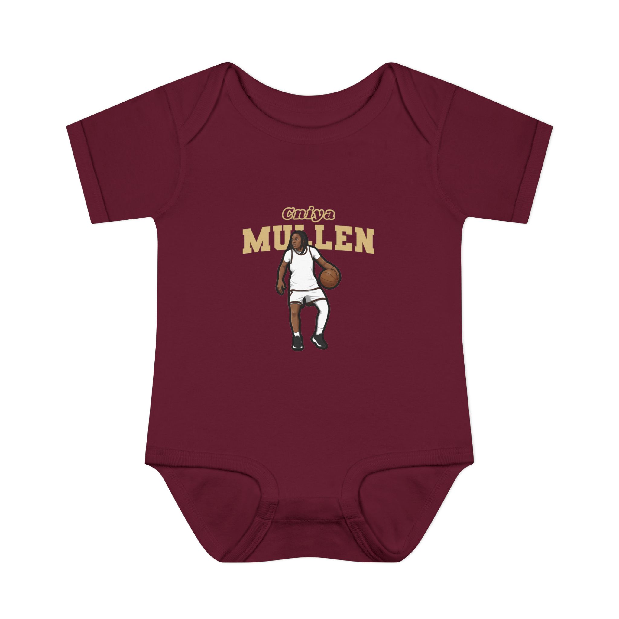 Baby Onesie — character_name_arch in Maroon
