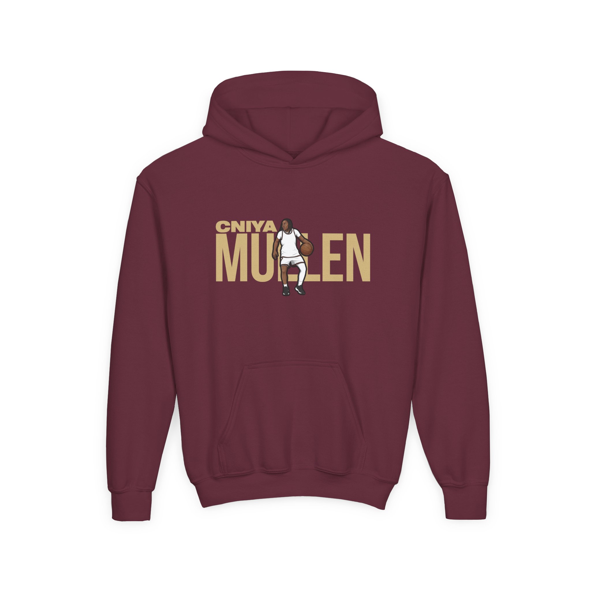 Youth Hoodie — character_player_name in Maroon