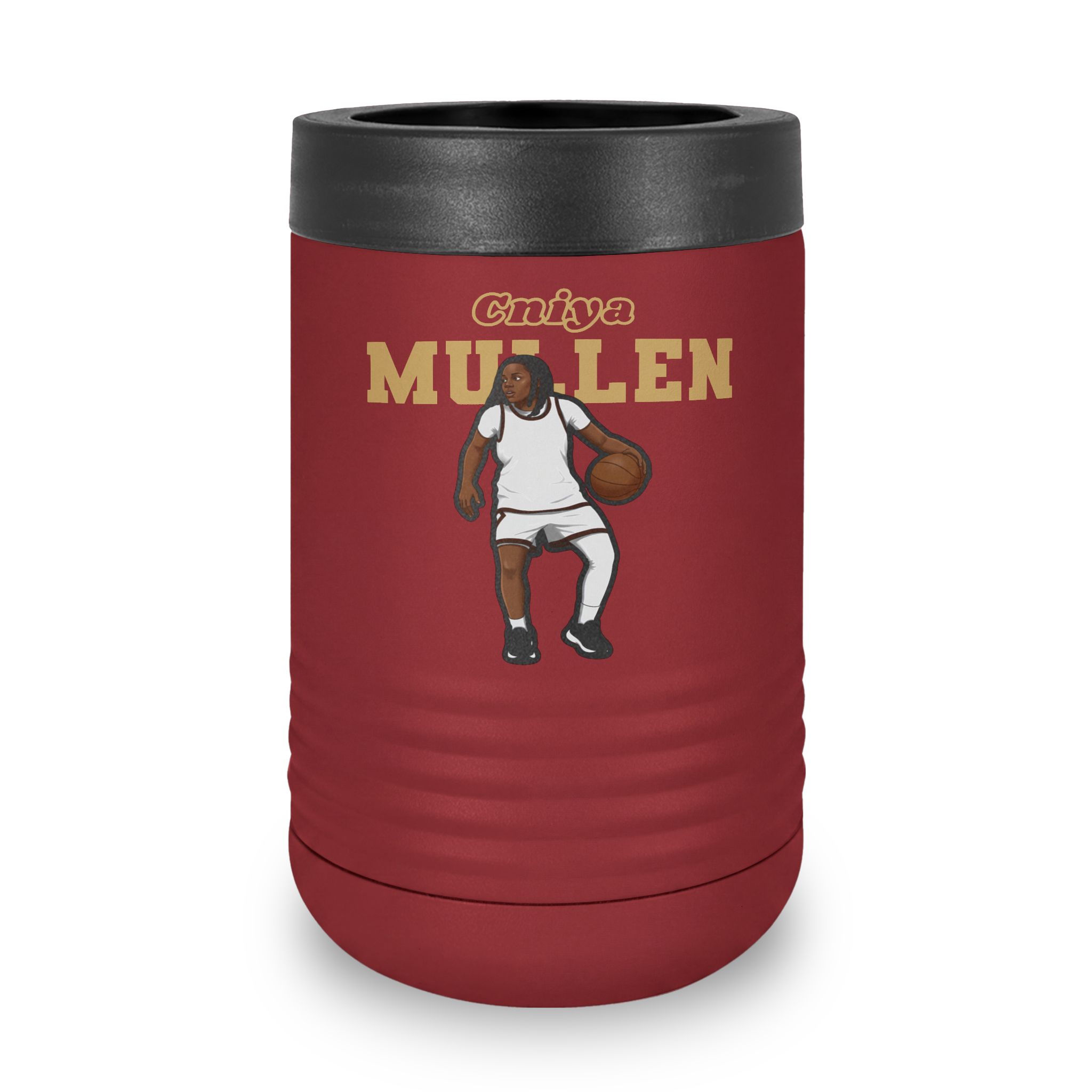 Stainless Can Cooler — character_name_arch in Maroon