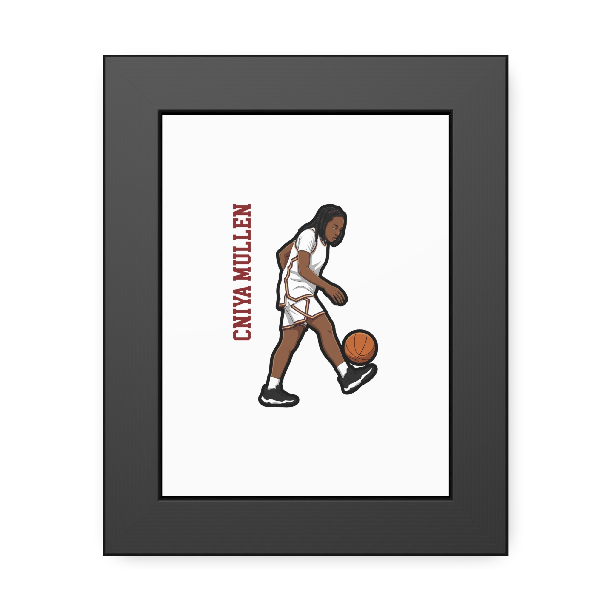 Framed Poster — character_name_vertical in Black