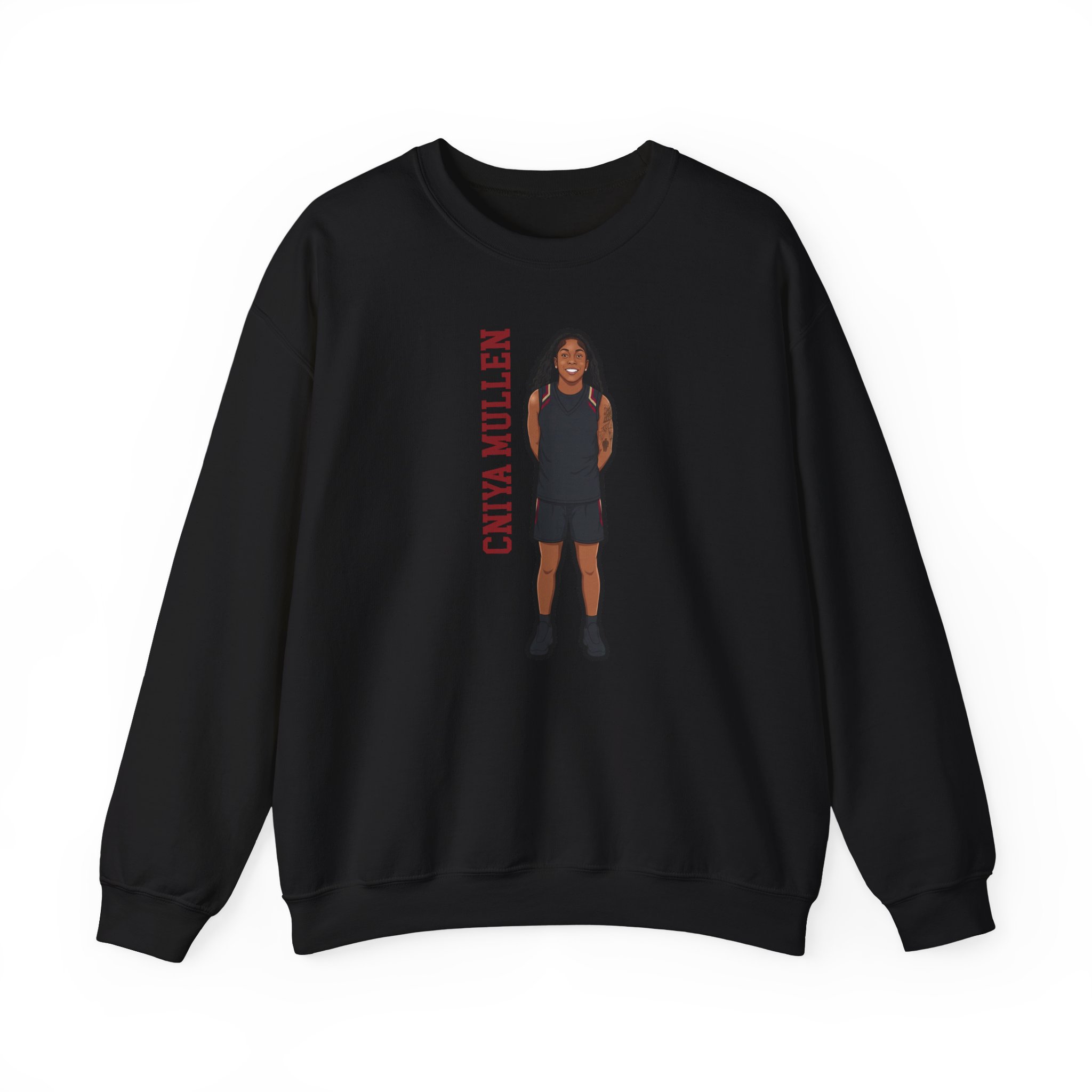Crewneck Sweatshirt — character_name_vertical in Black