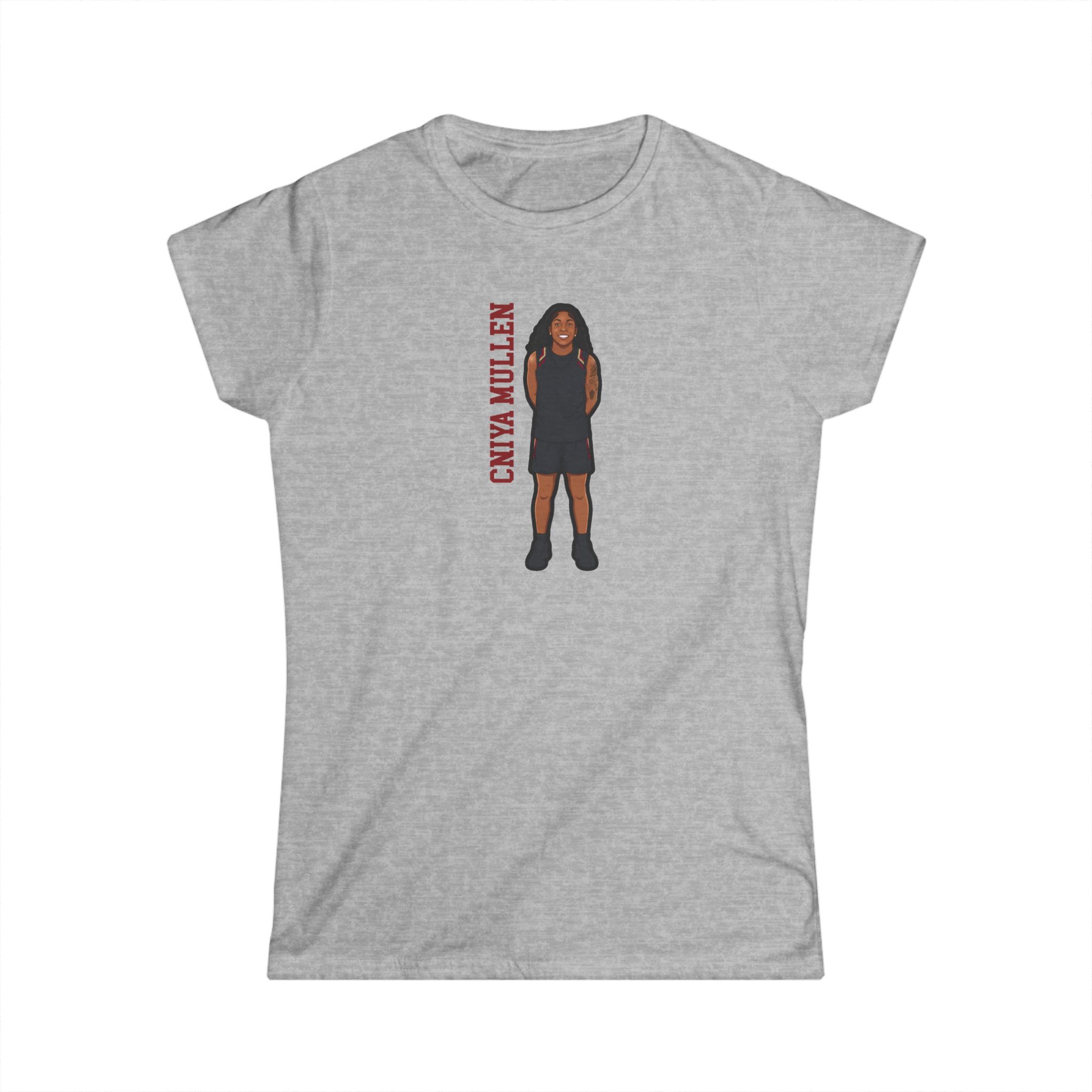 Women's Softstyle Tee — character_name_vertical in Grey