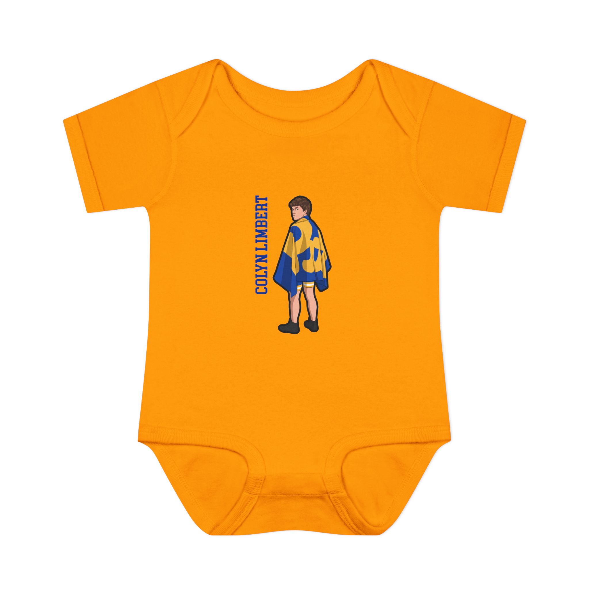 Baby Onesie — character_name_vertical in Gold