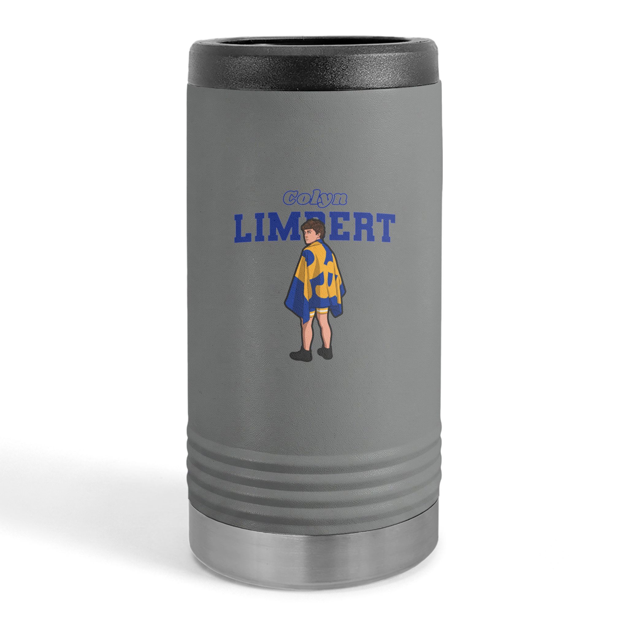 Slim Stainless Can Cooler — character_name_arch in Grey