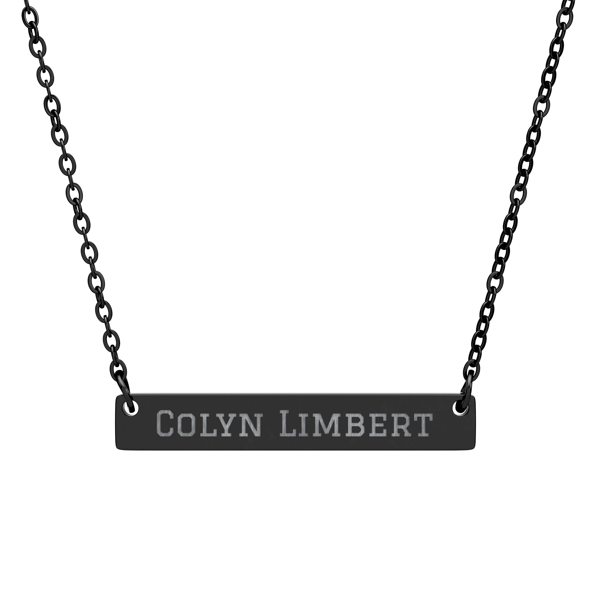 Engraved Bar Necklace — Classic in Black