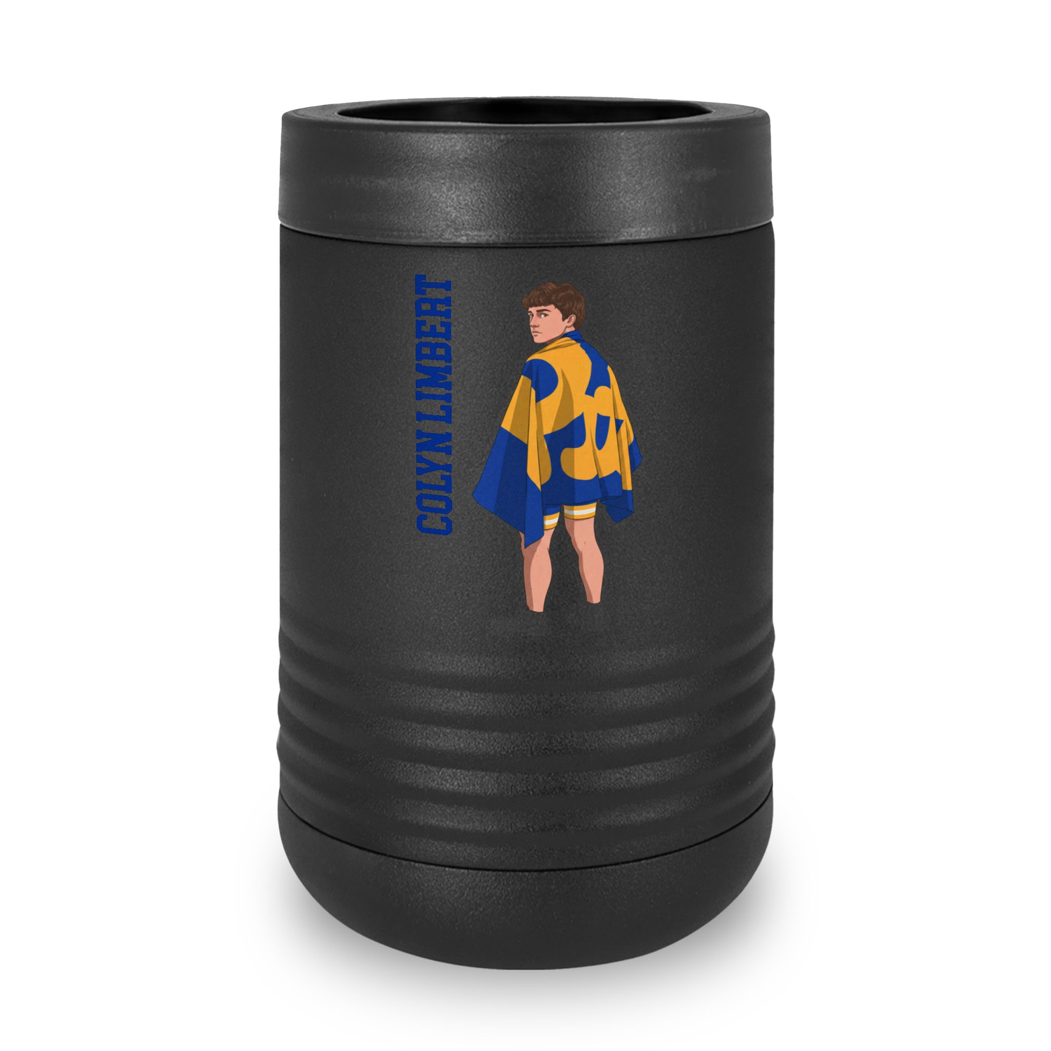 Stainless Can Cooler — character_name_vertical in Black