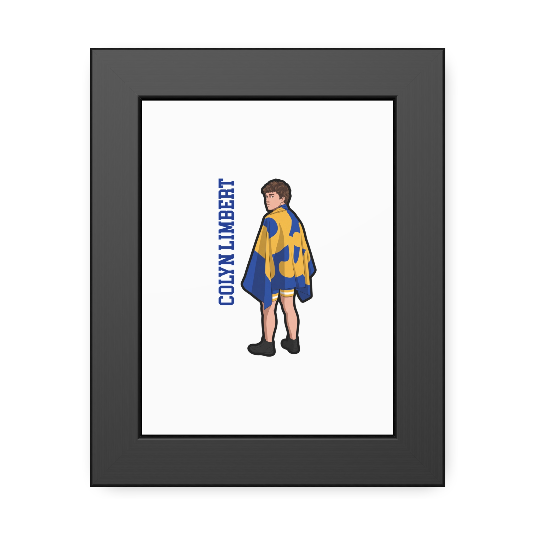 Framed Poster — character_name_vertical in Black