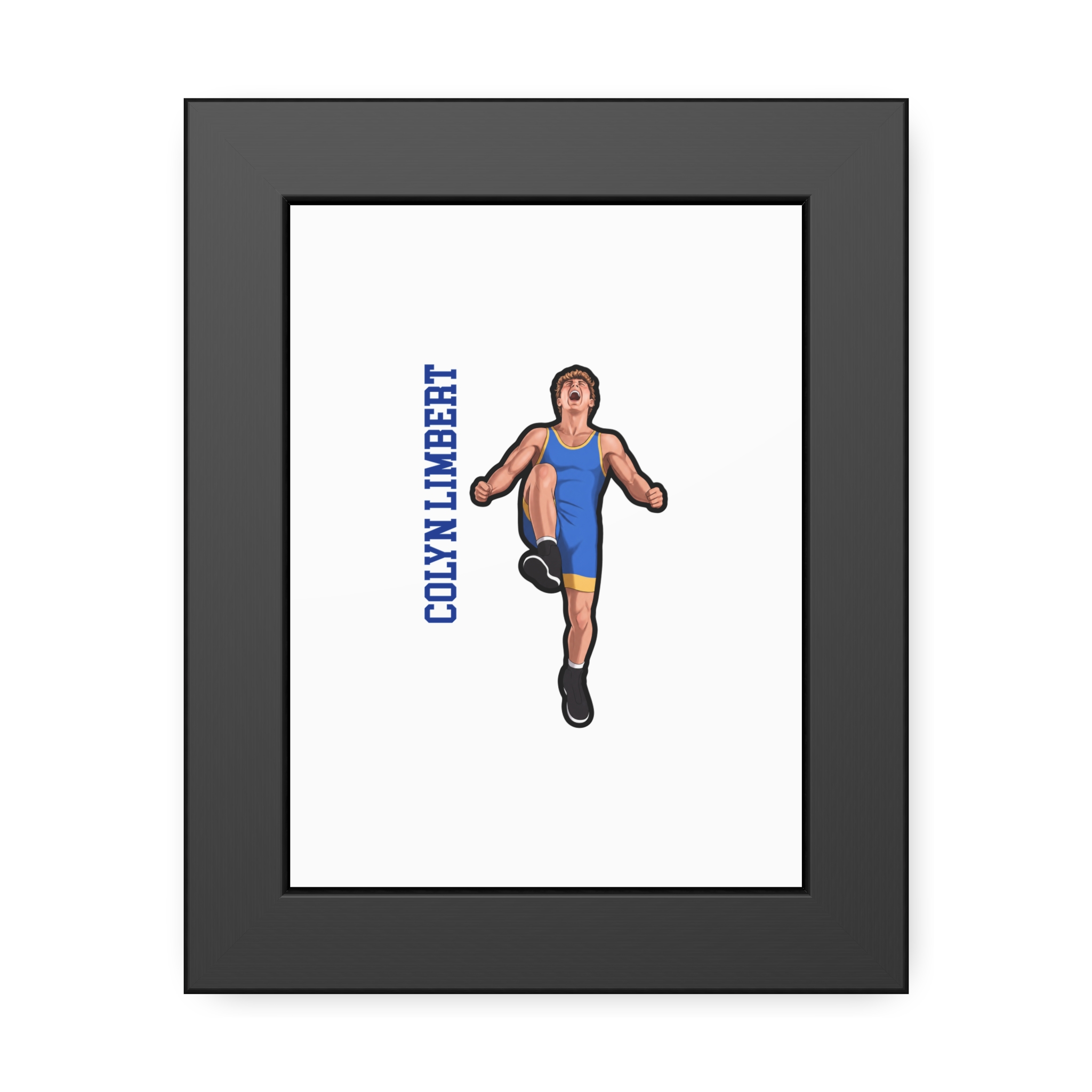 Framed Poster — character_name_vertical in Black