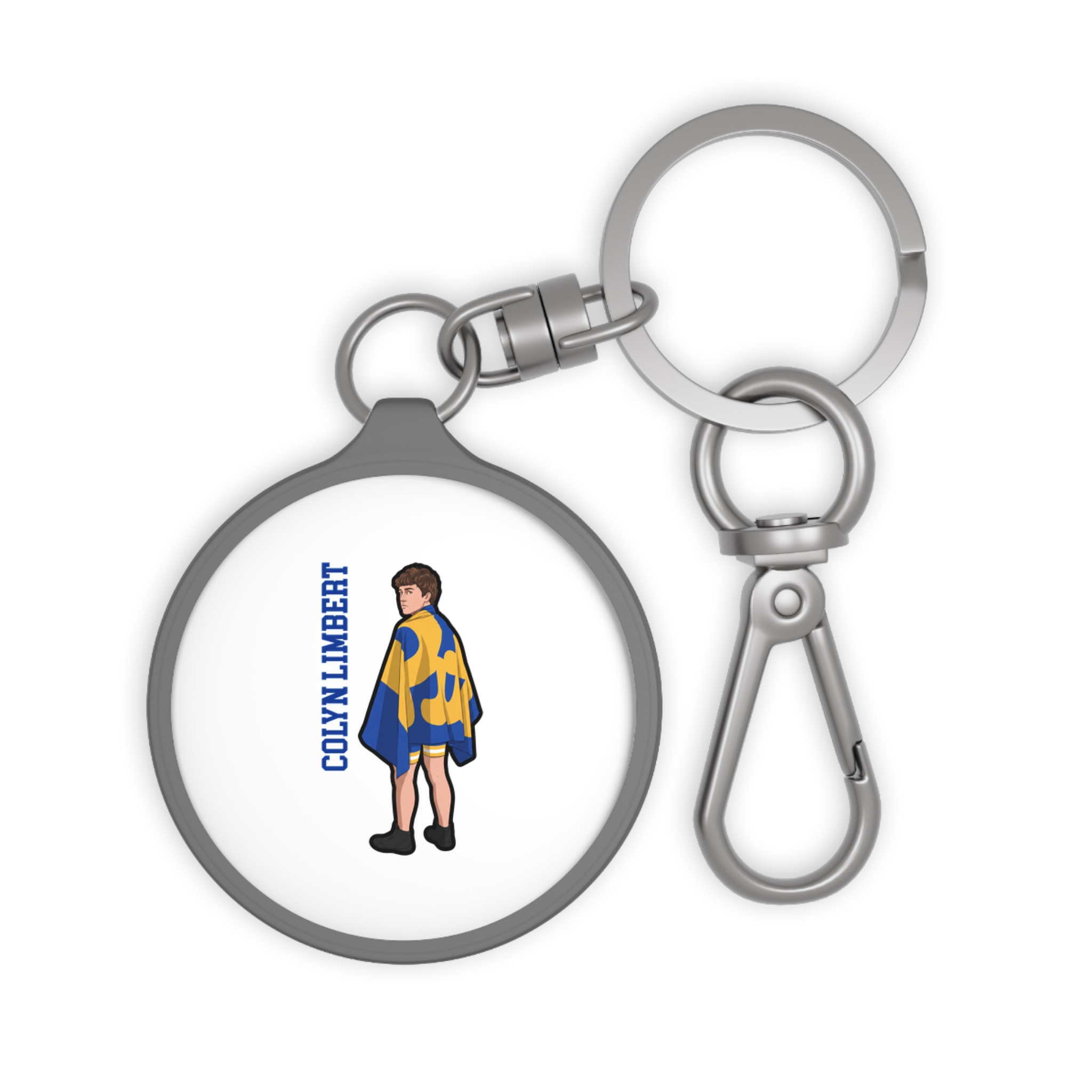 Keychain — character_name_vertical in Grey